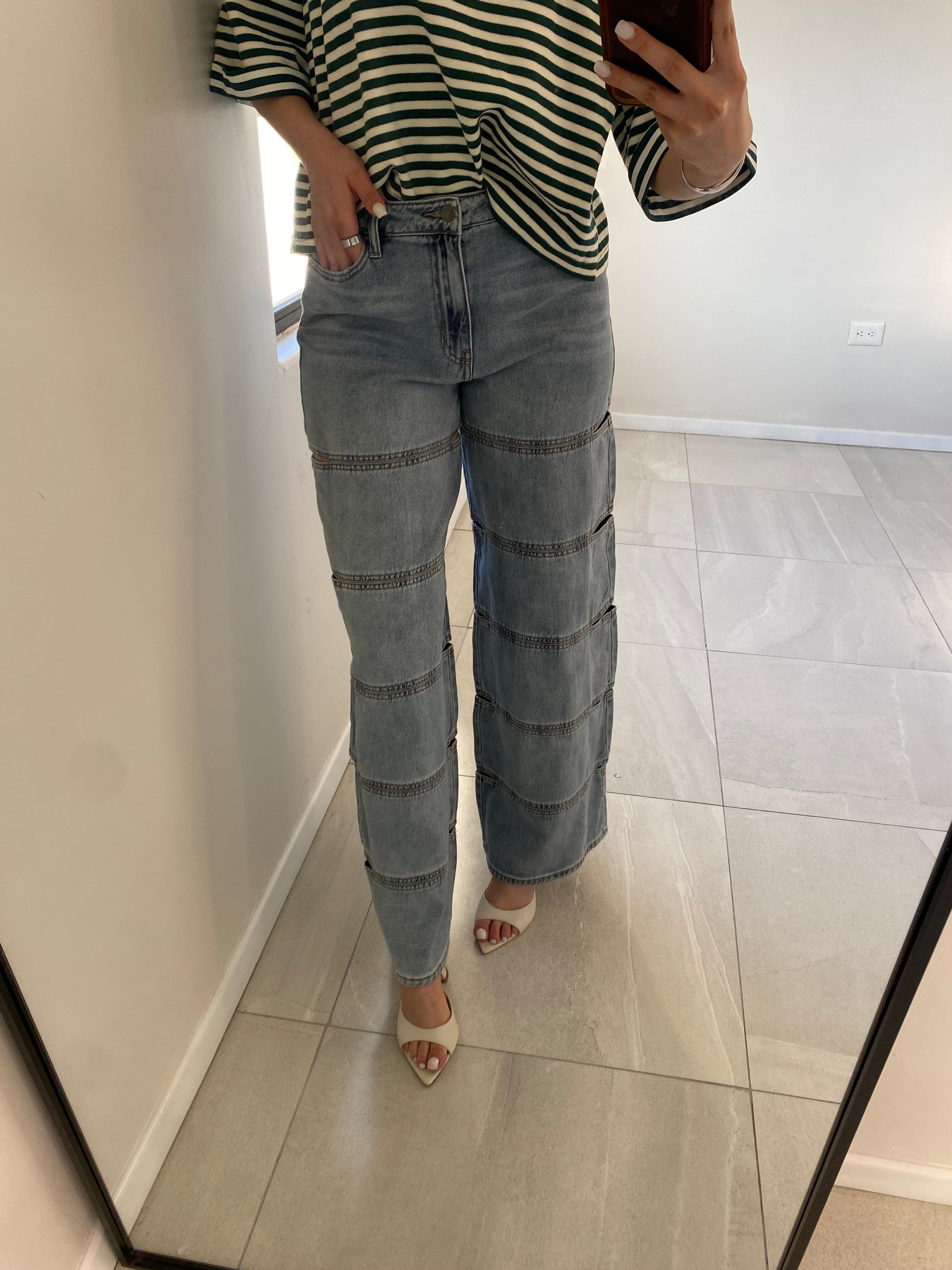 High Rise Cut Out Jeans