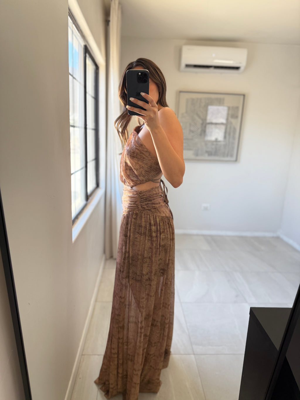 Mocha Multi Shimmer Maxi Dress