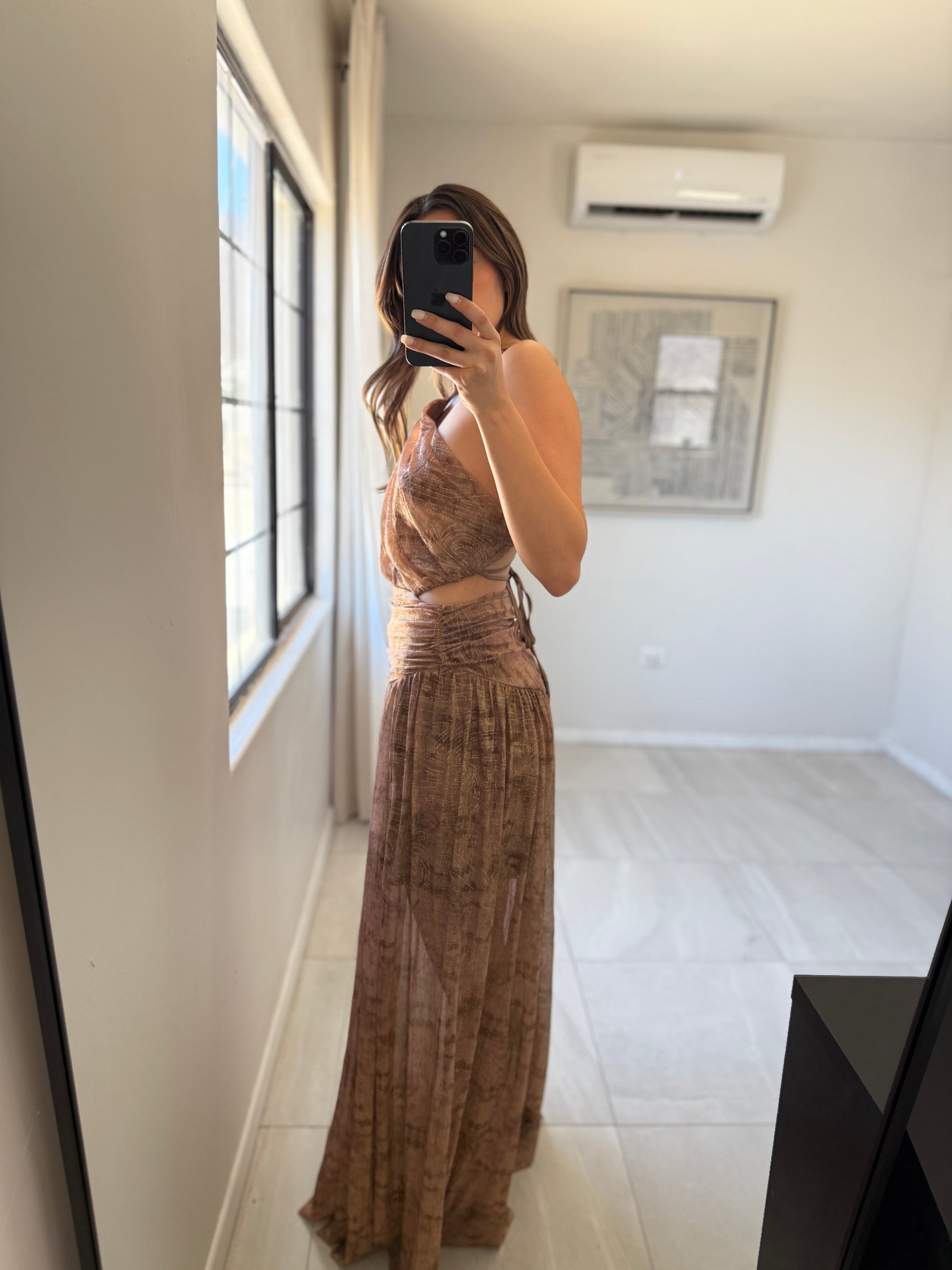 Mocha Multi Shimmer Maxi Dress
