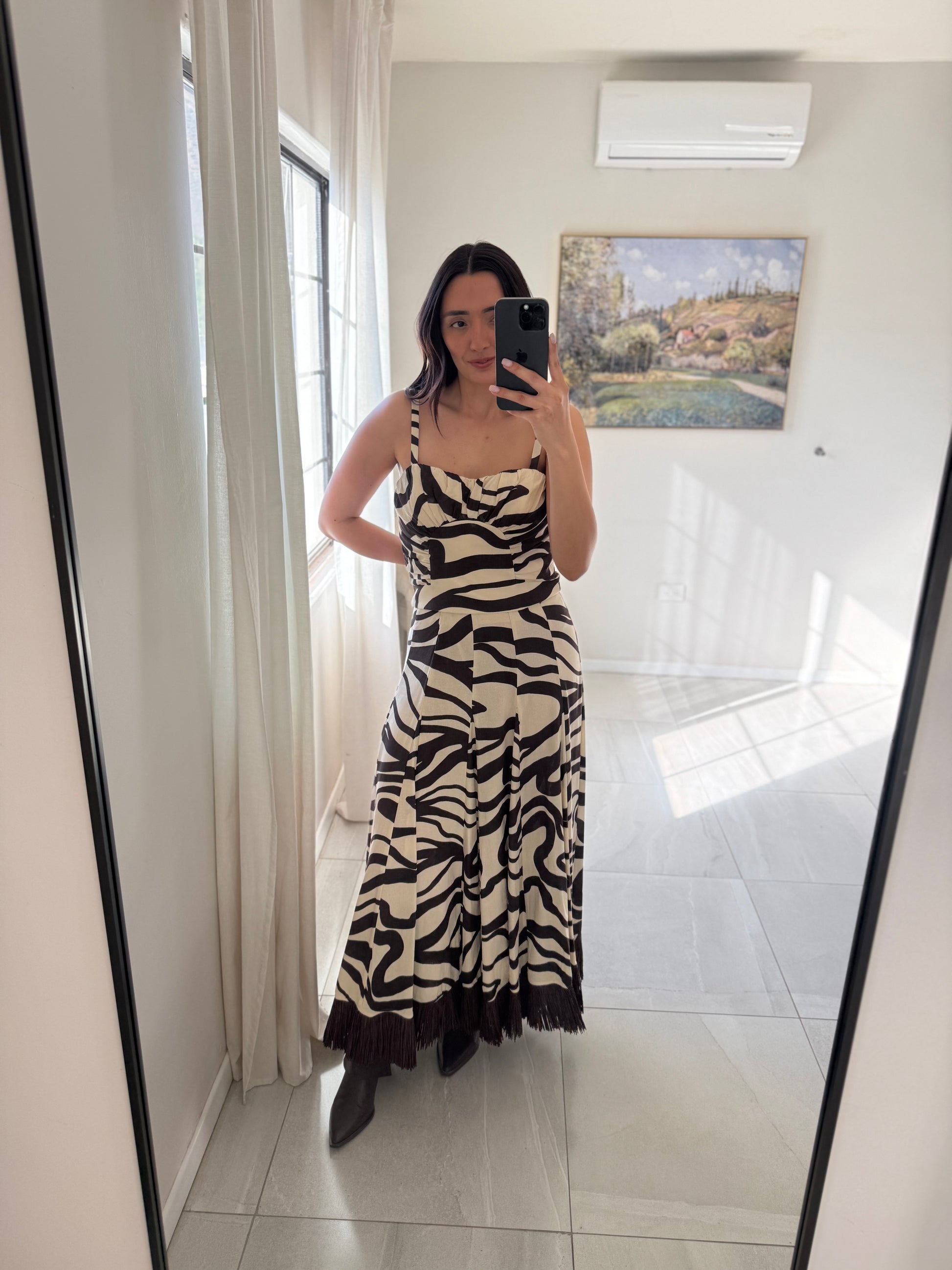 Brown Zebra Skirt Set