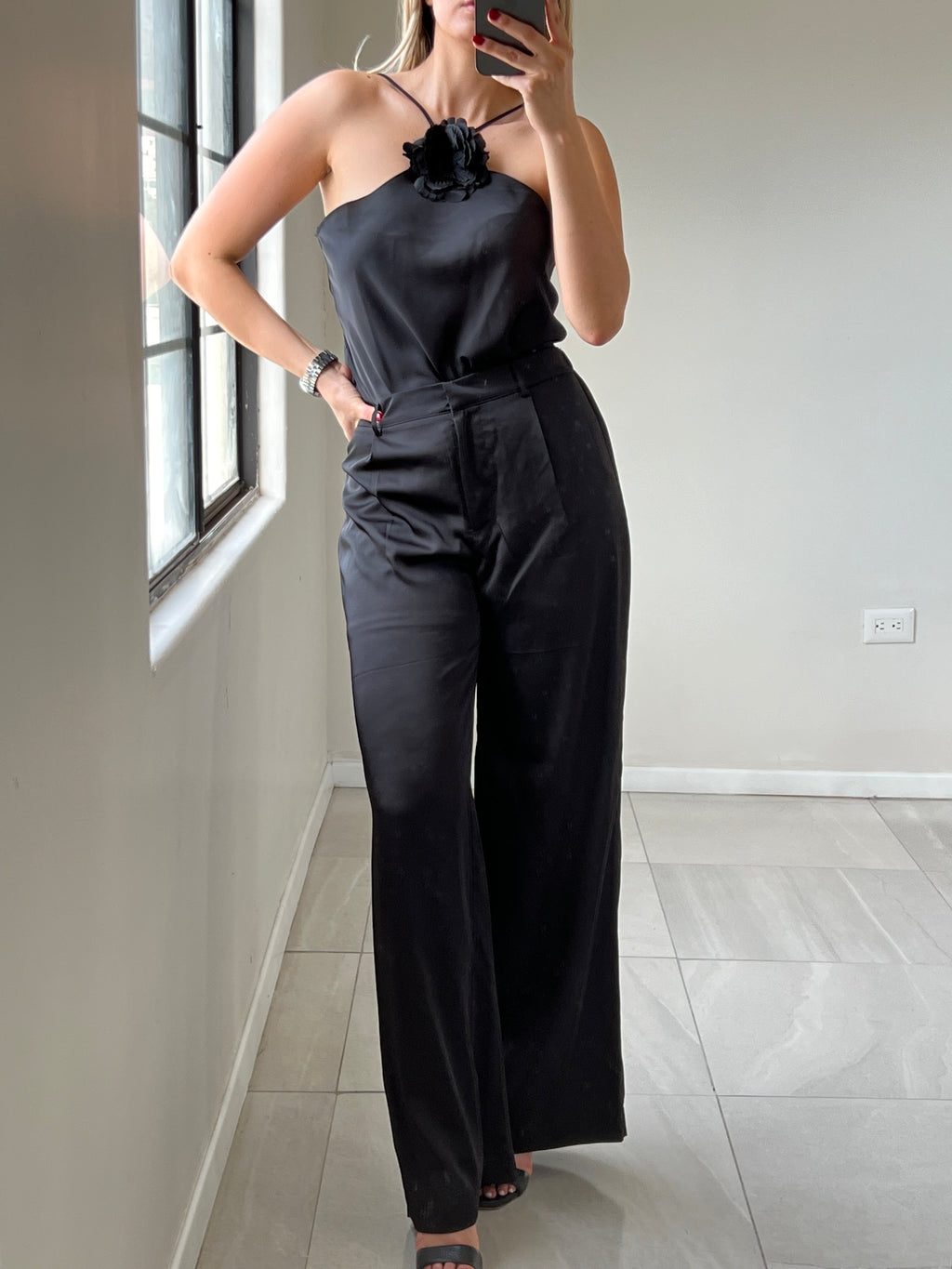 Set Rosa Satin Negro