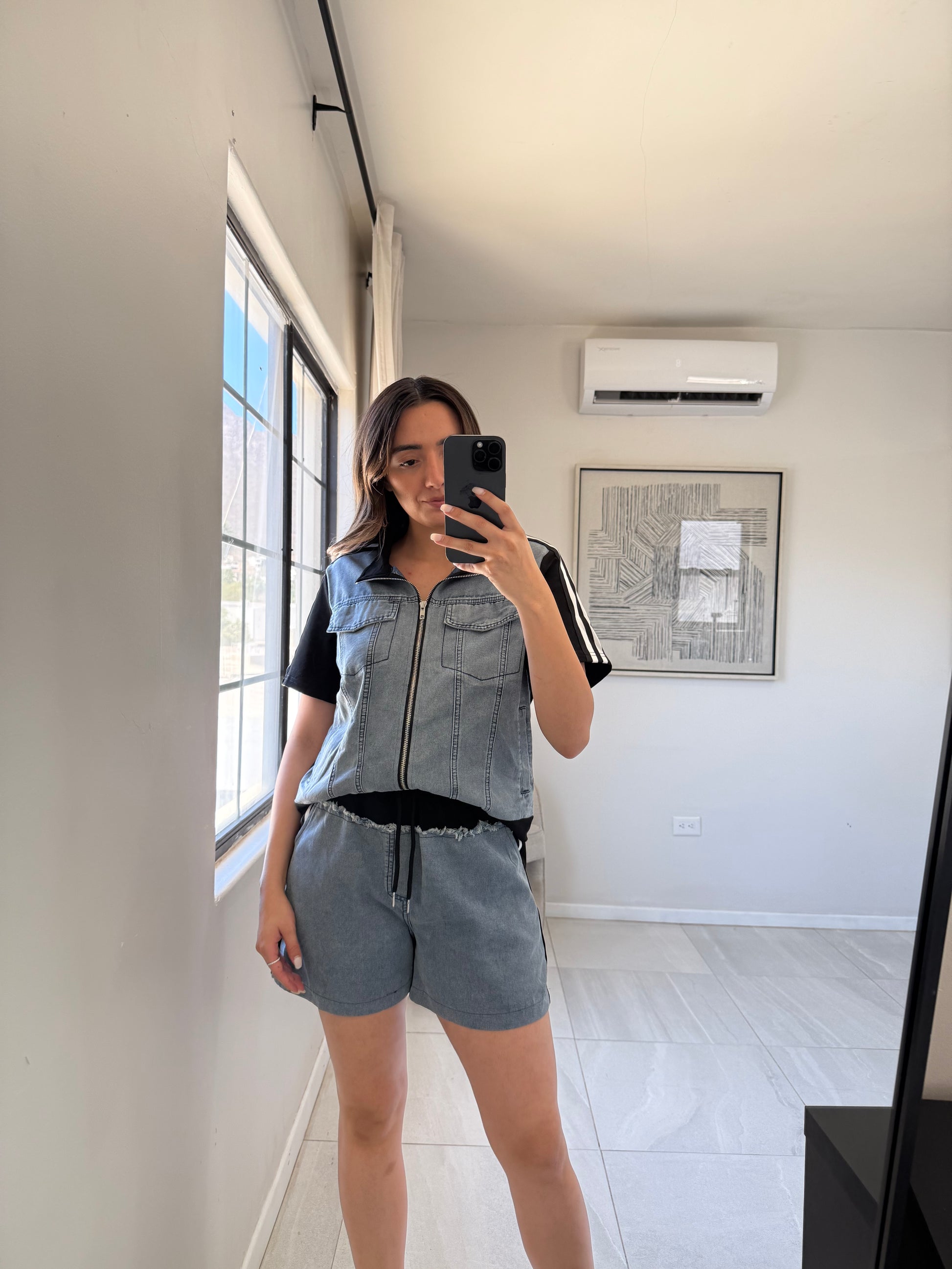 Black Short Denim Set