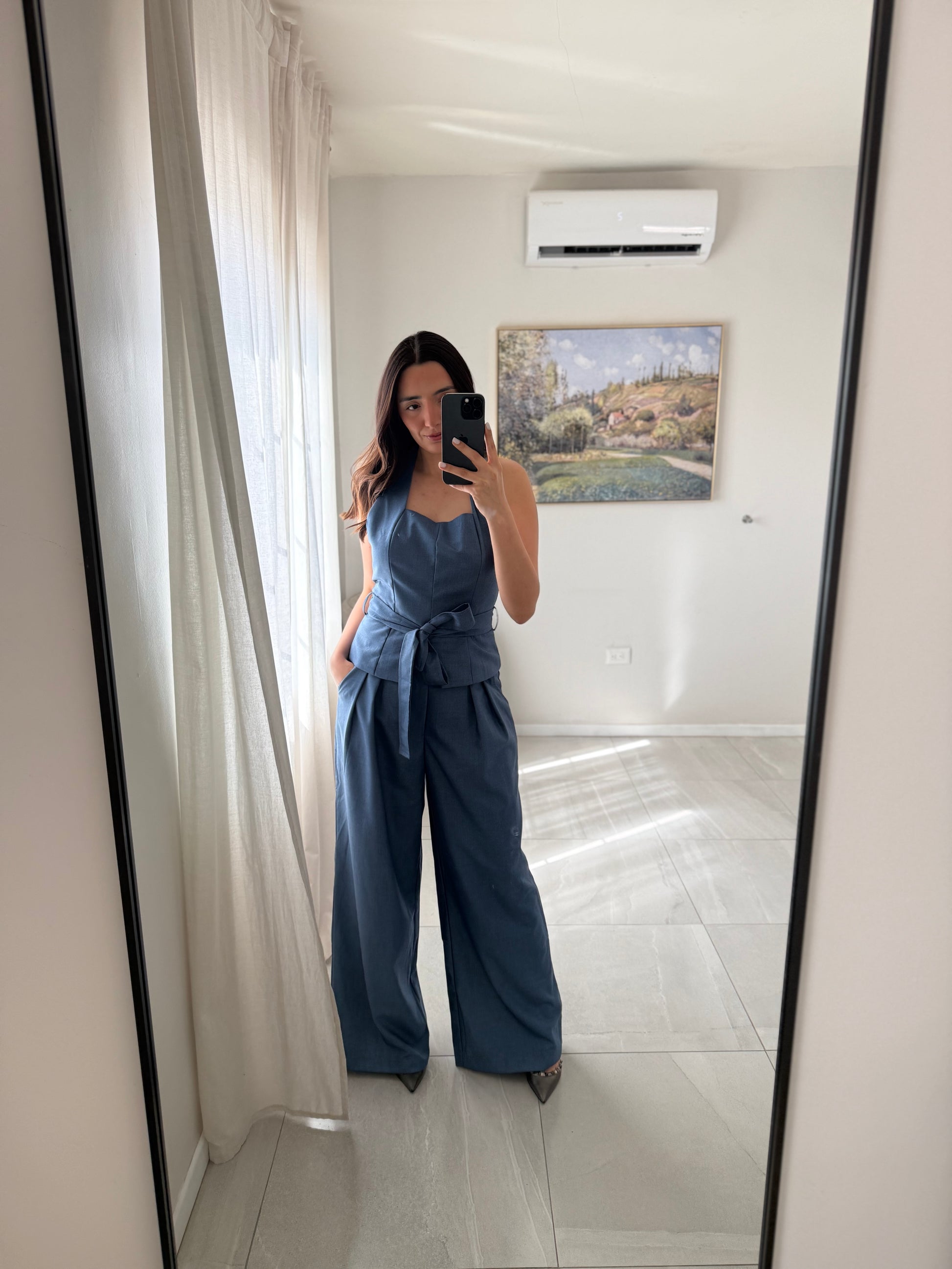 Denim Blue Halter Set