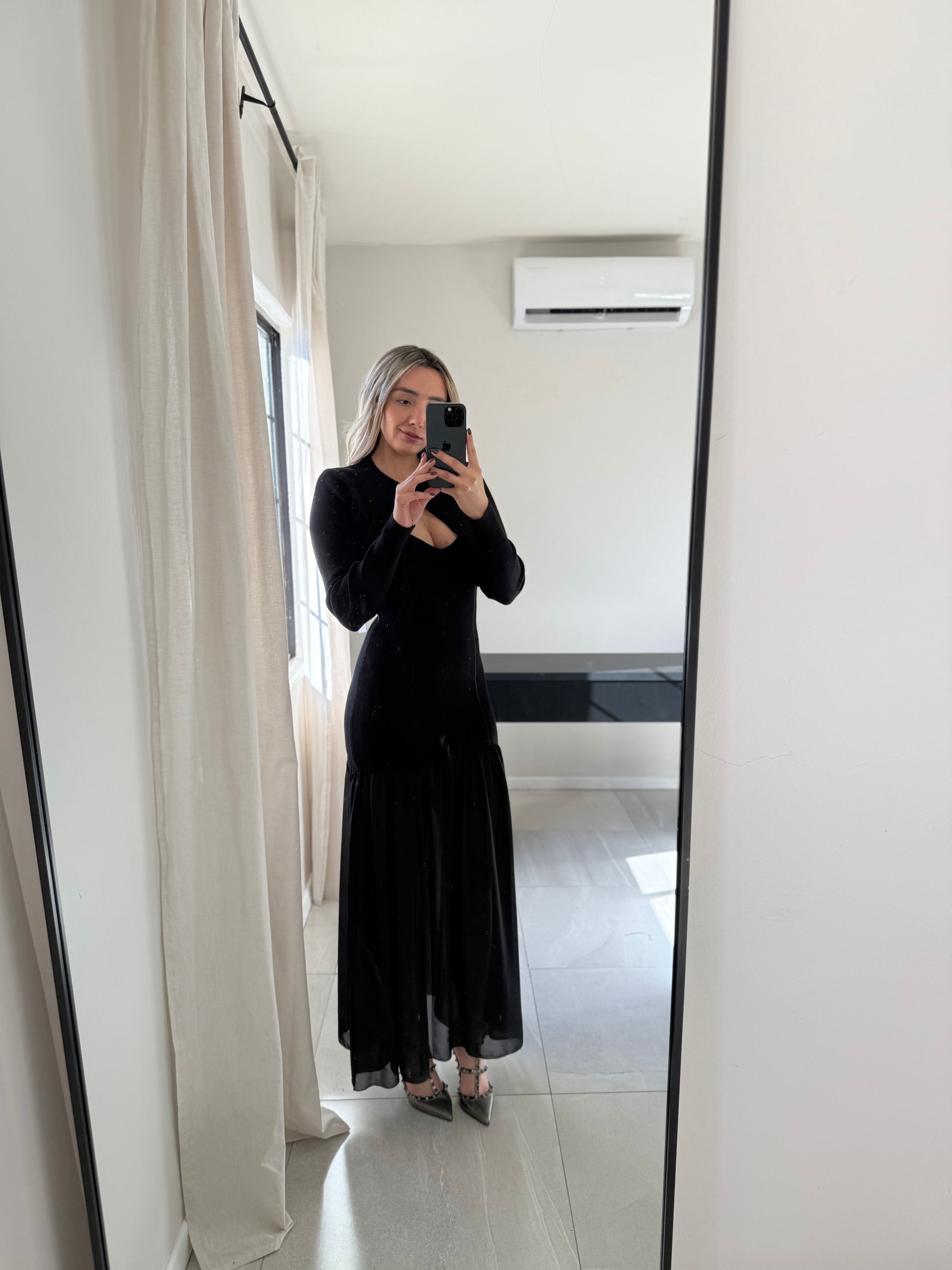 Black Cardigan Set Dress