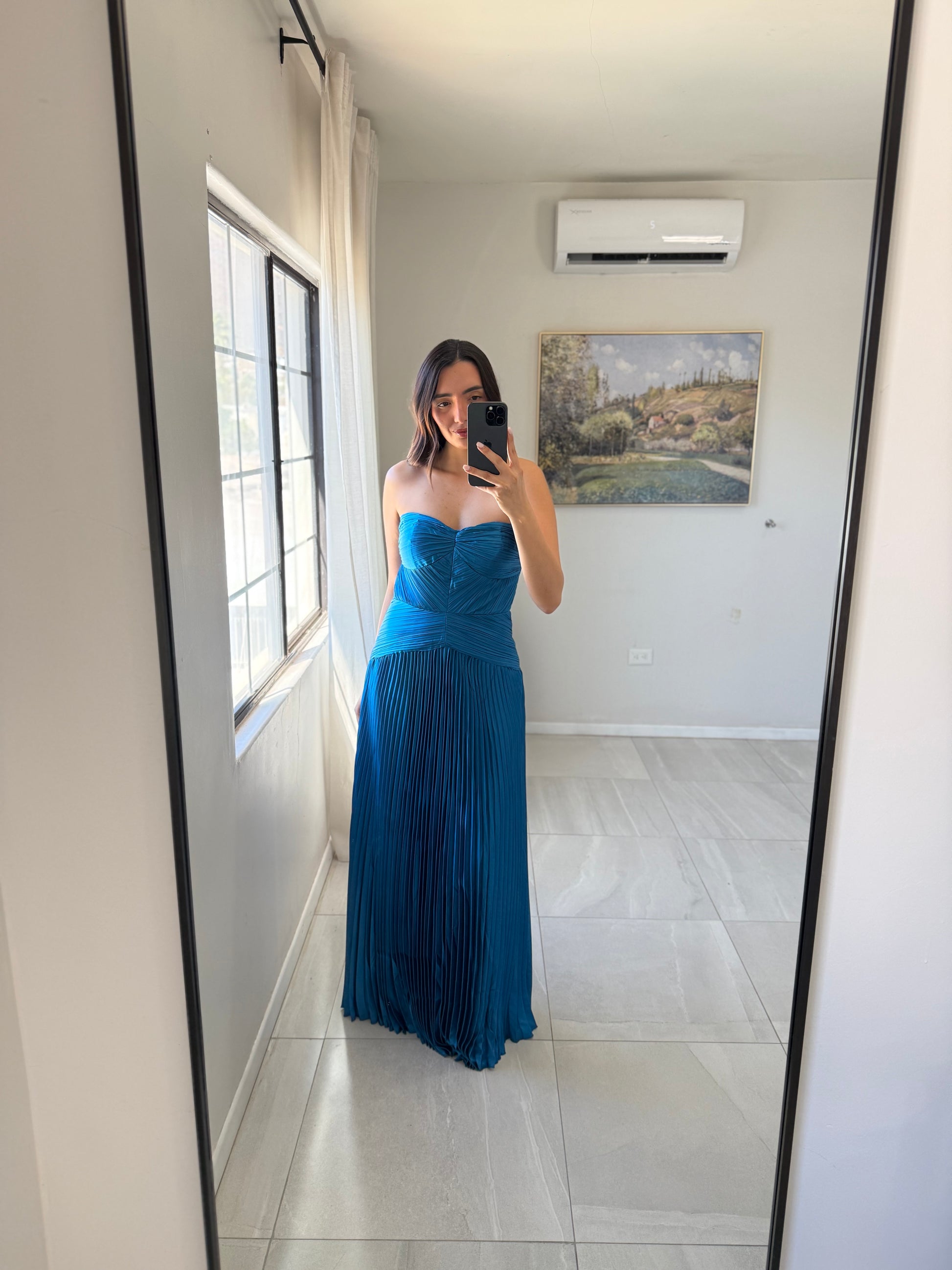 Maxi Drapped Blue Dress