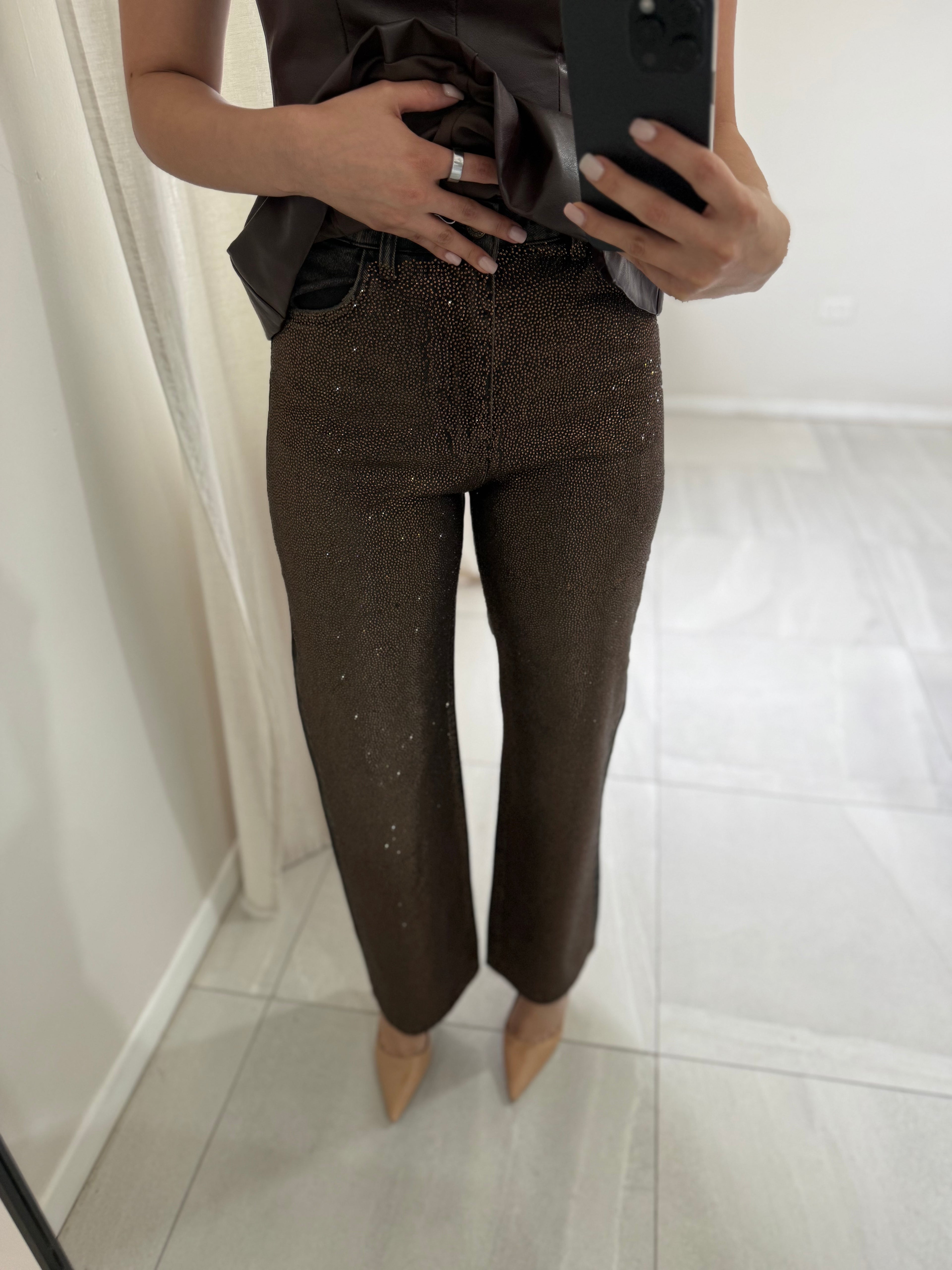 Brown Cristals Jeans