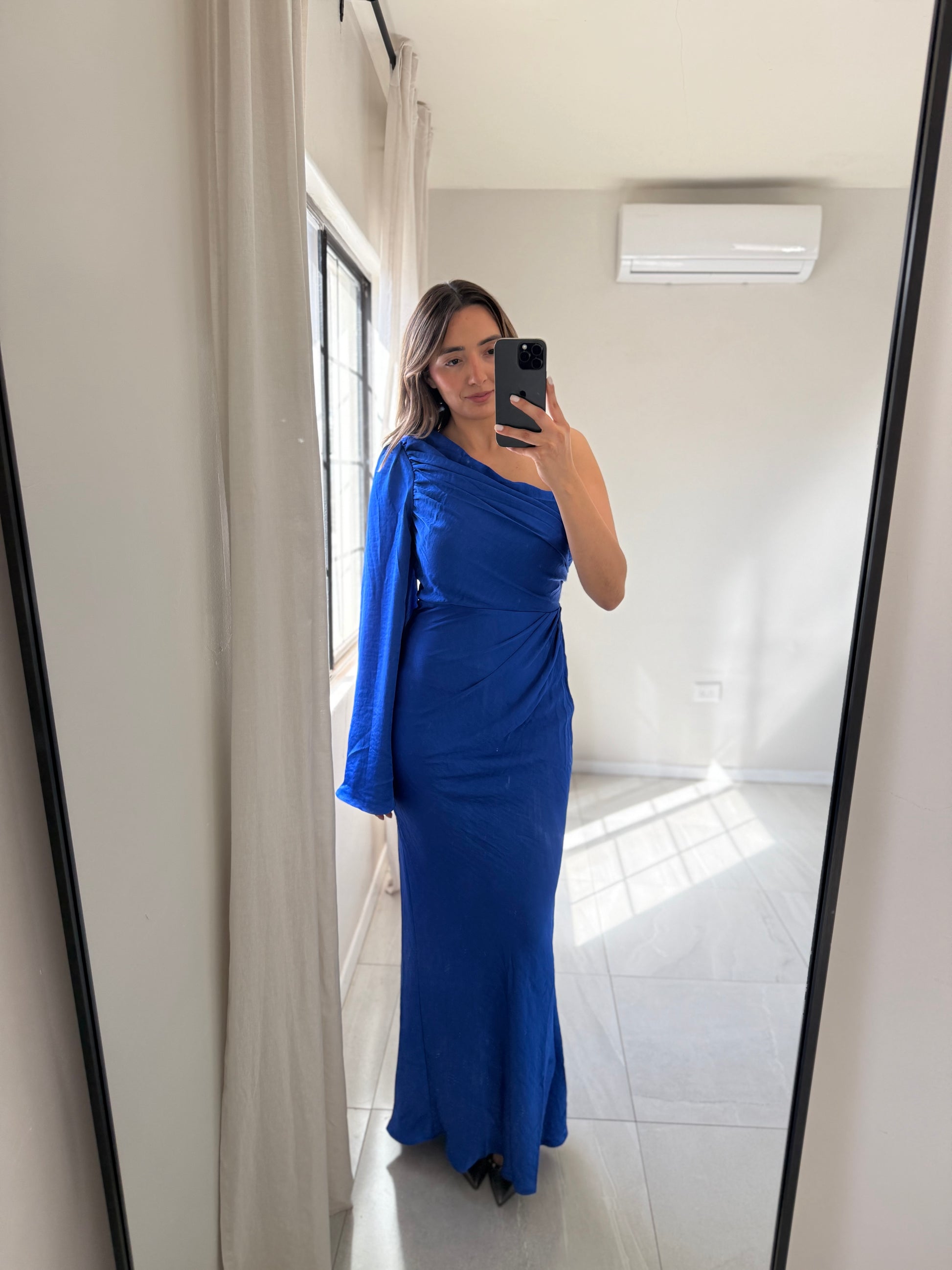 Royal Blue Flutter One Sleeve Dress