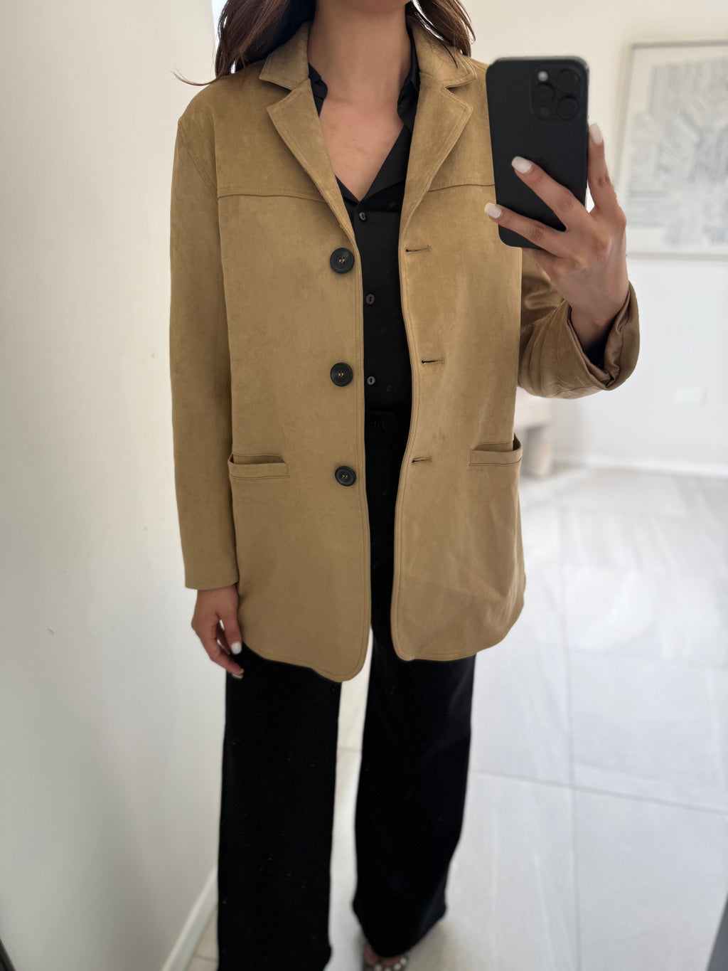 Camel Faux Suede Blazer