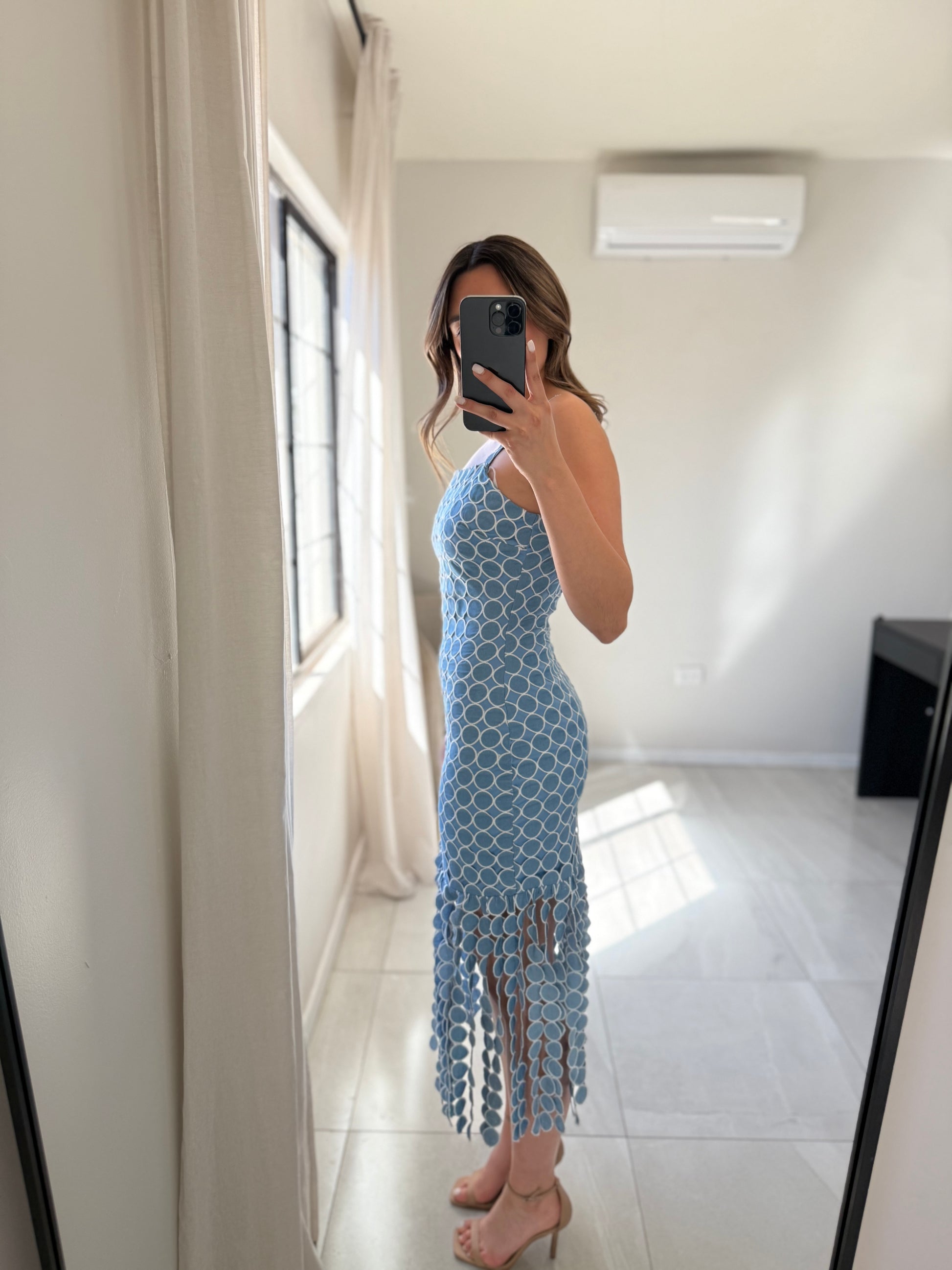 Circle Eyelet Midi Dress