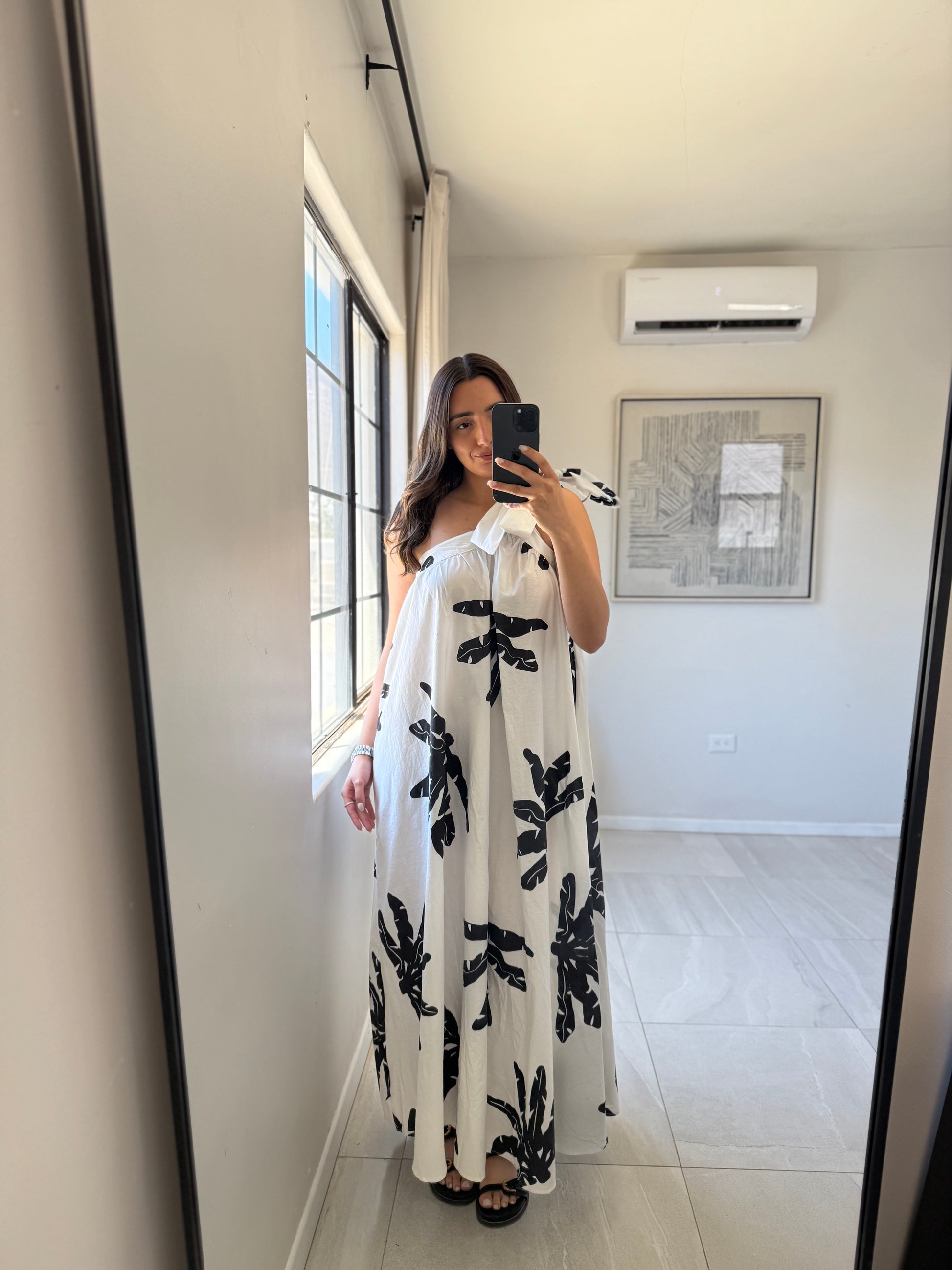 Printed Woven Maxi Palm Dress