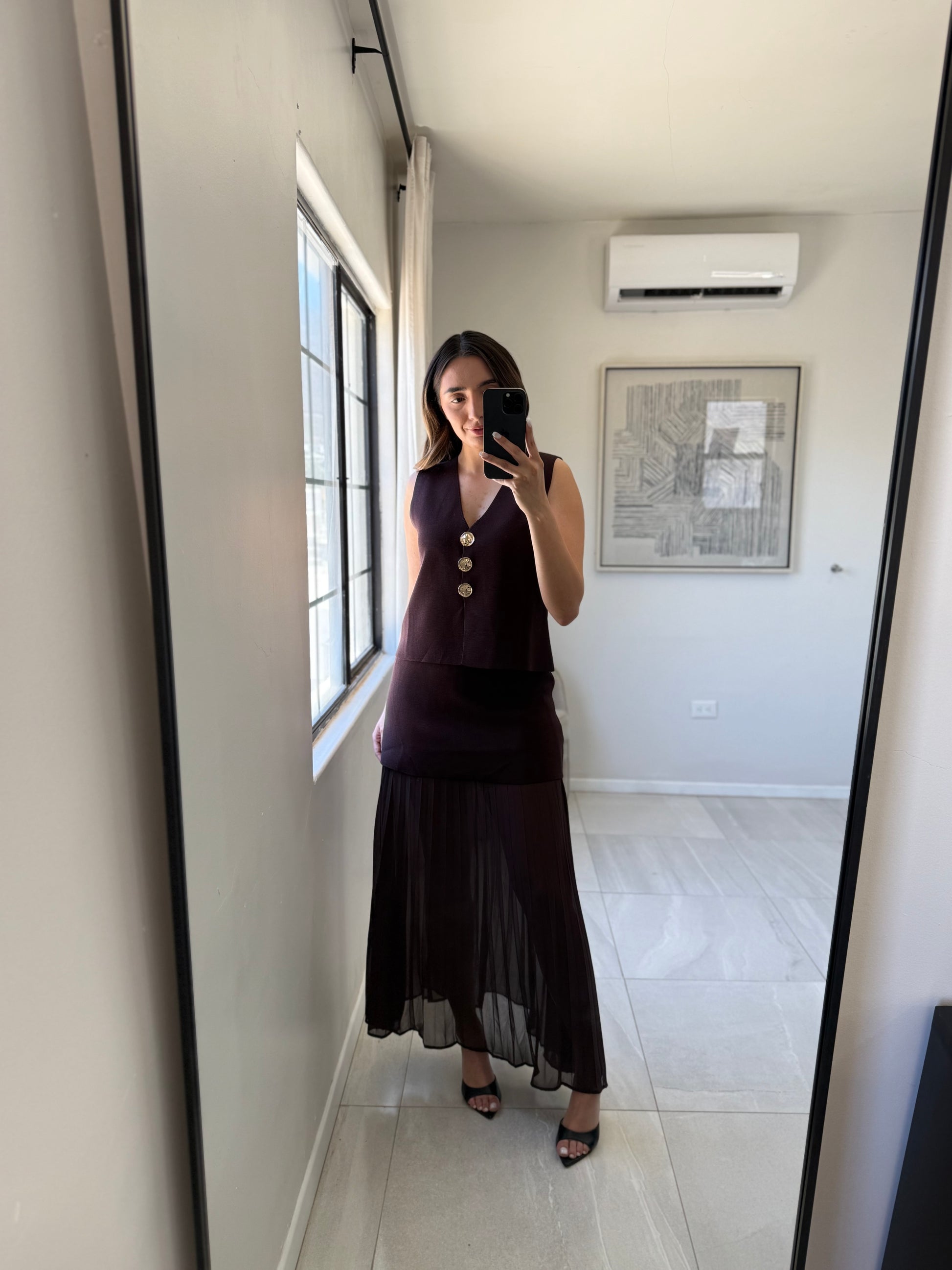Brown Maxi Skirt Set