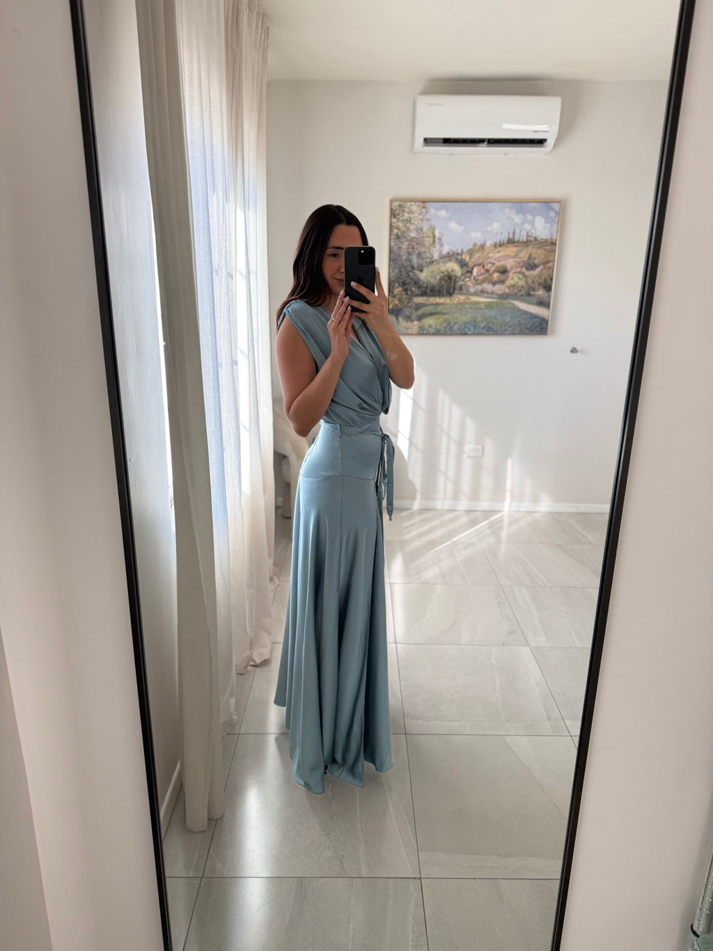 Slate Blue Satin Gown