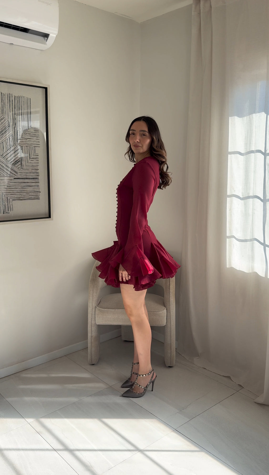 Biking Red Ruffle Dress