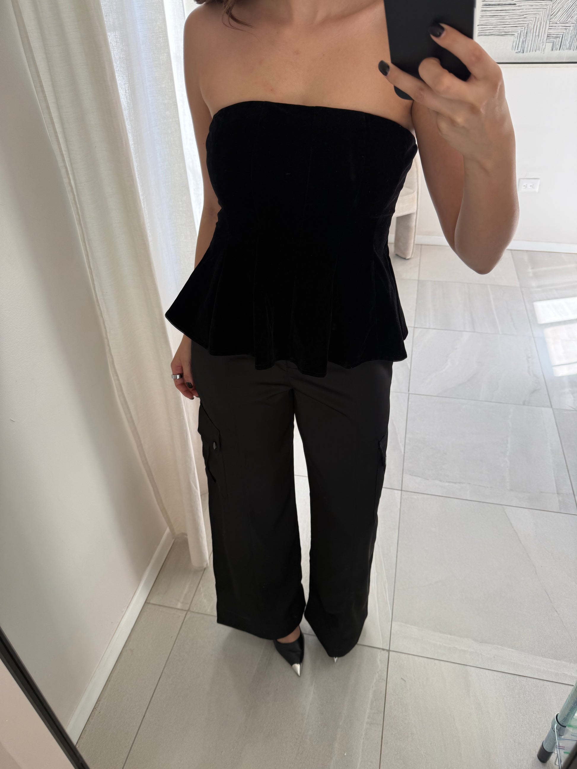 Black Velvet Peplum