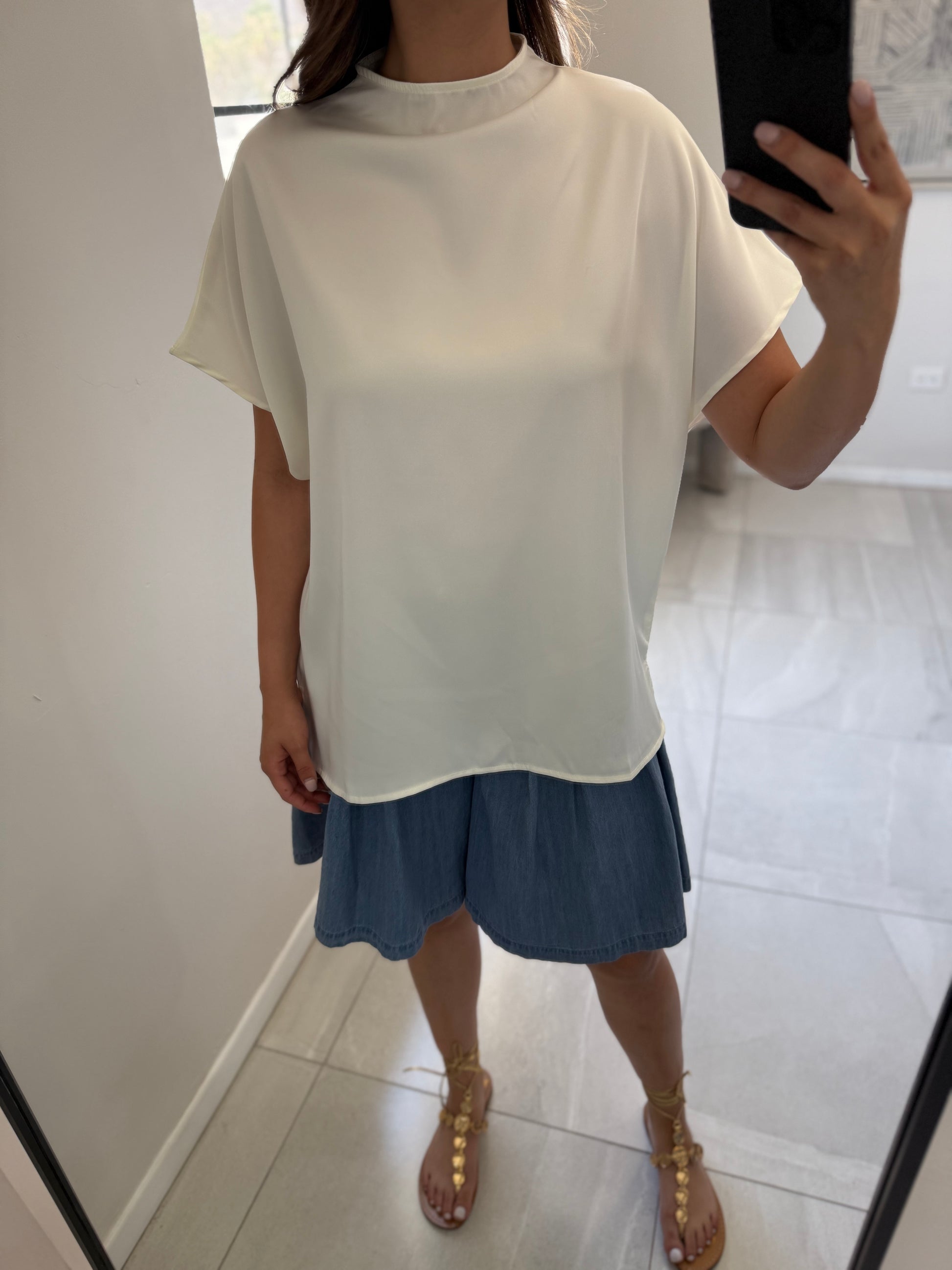 Ivory Mini Cowl Tshirt