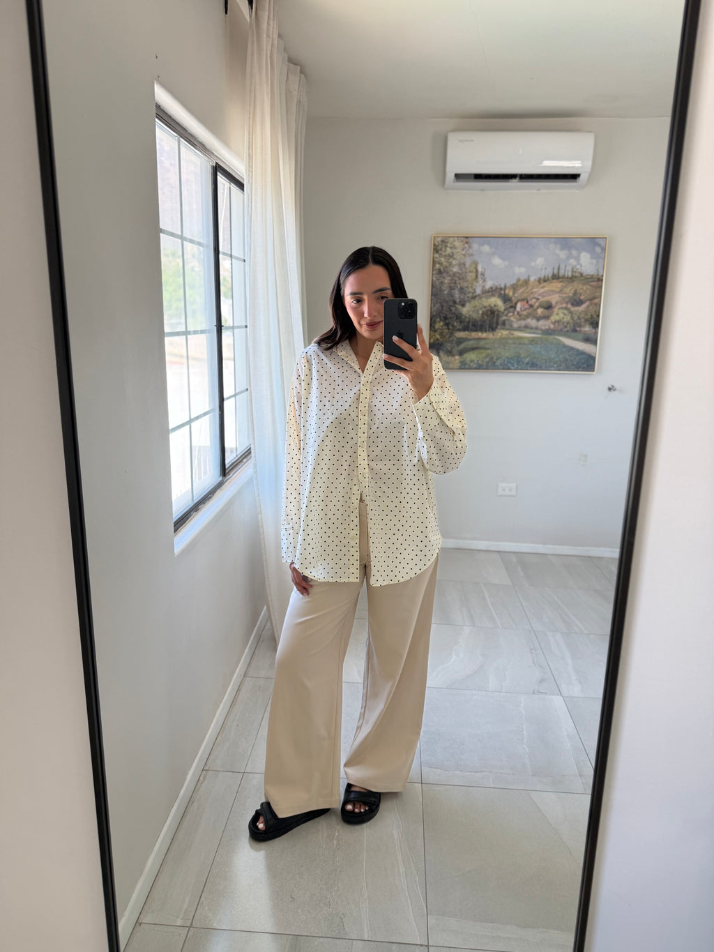Double Waist Beige Pants