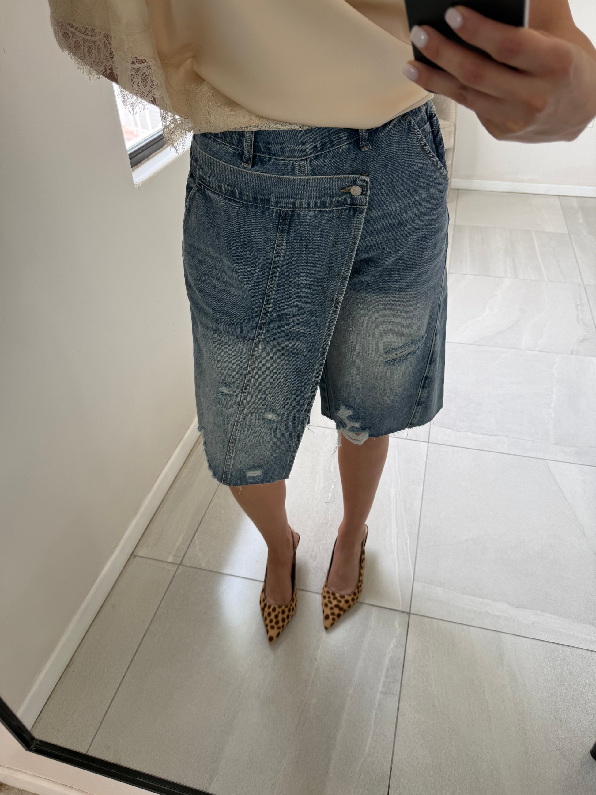 Long Denim Bermudas