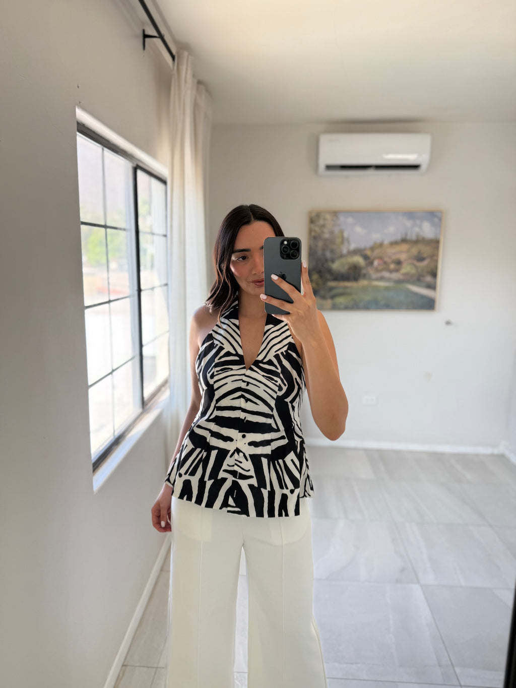 Black and White Zebra Top