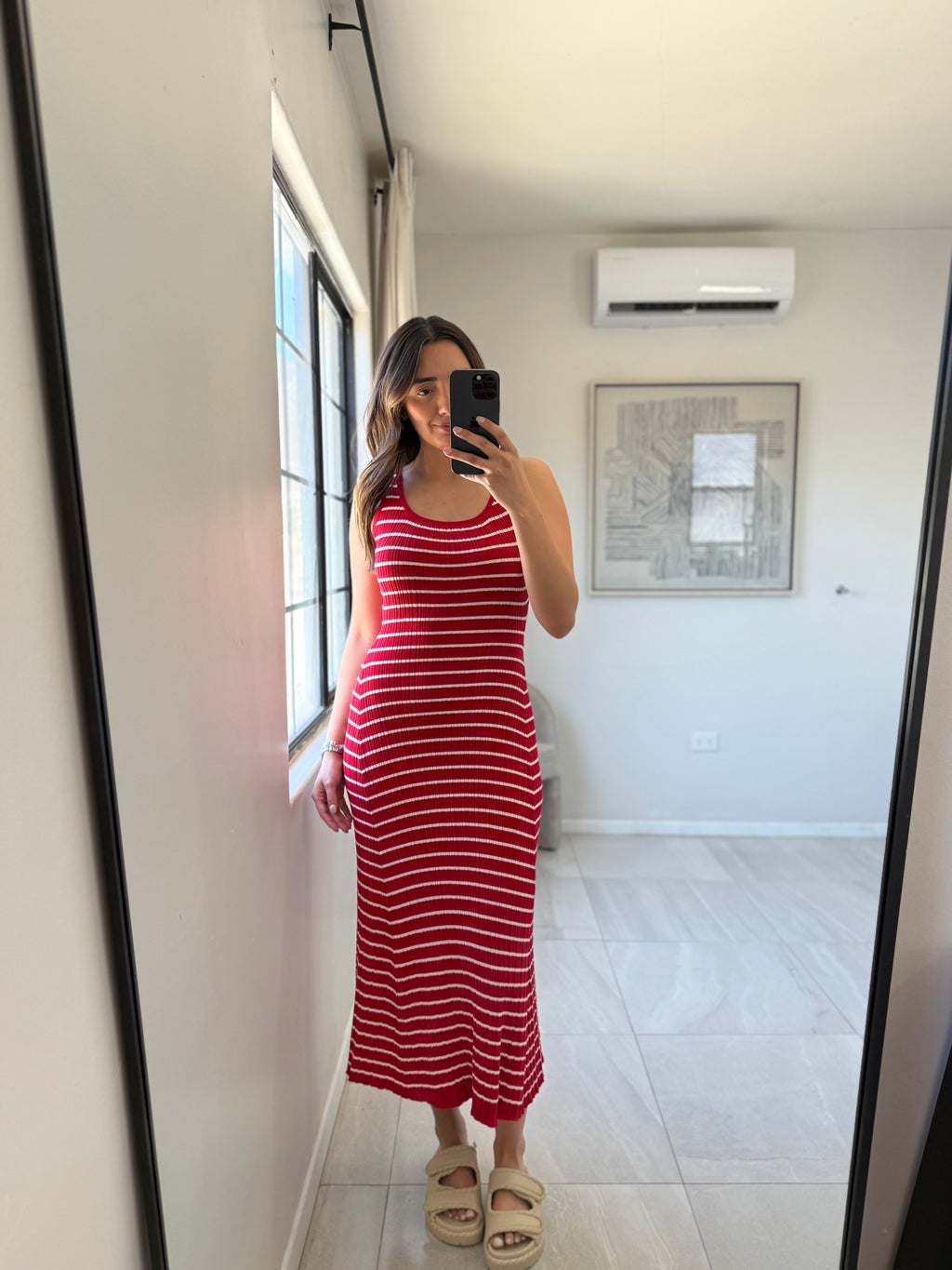 Red Striped Knit Dress