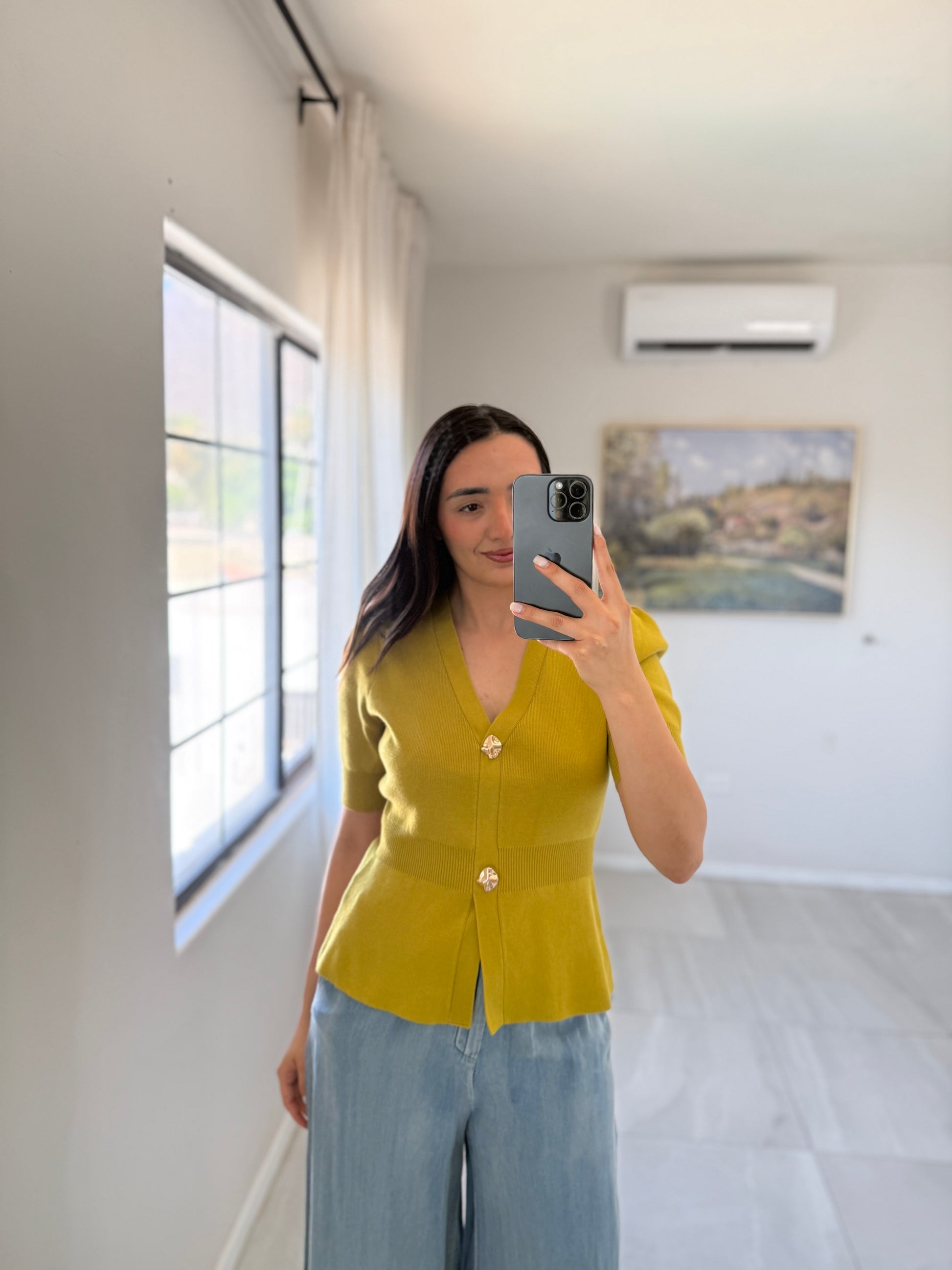Chartreuse Ribbed Top