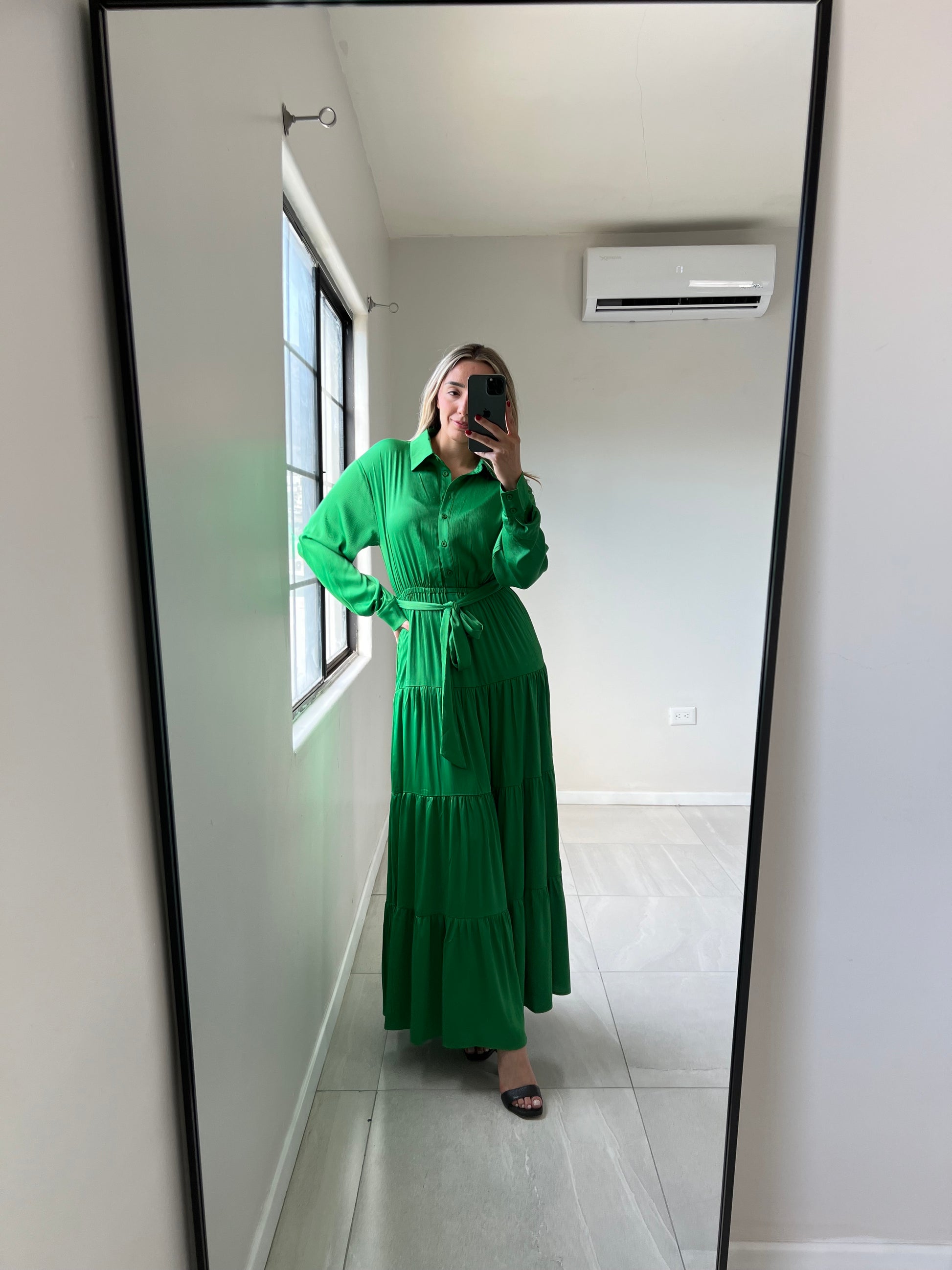 Vestido Satinado Verde