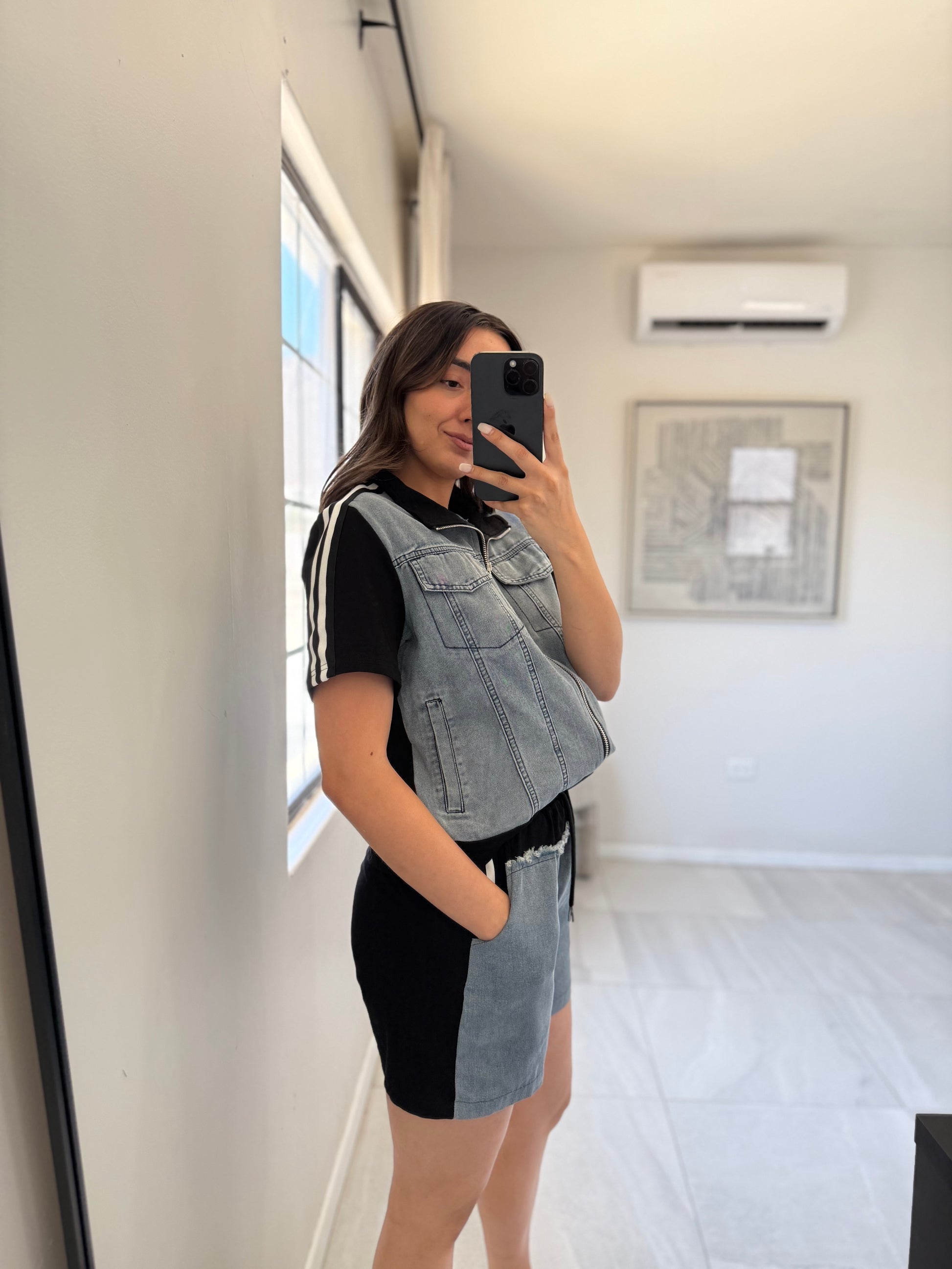 Black Short Denim Set