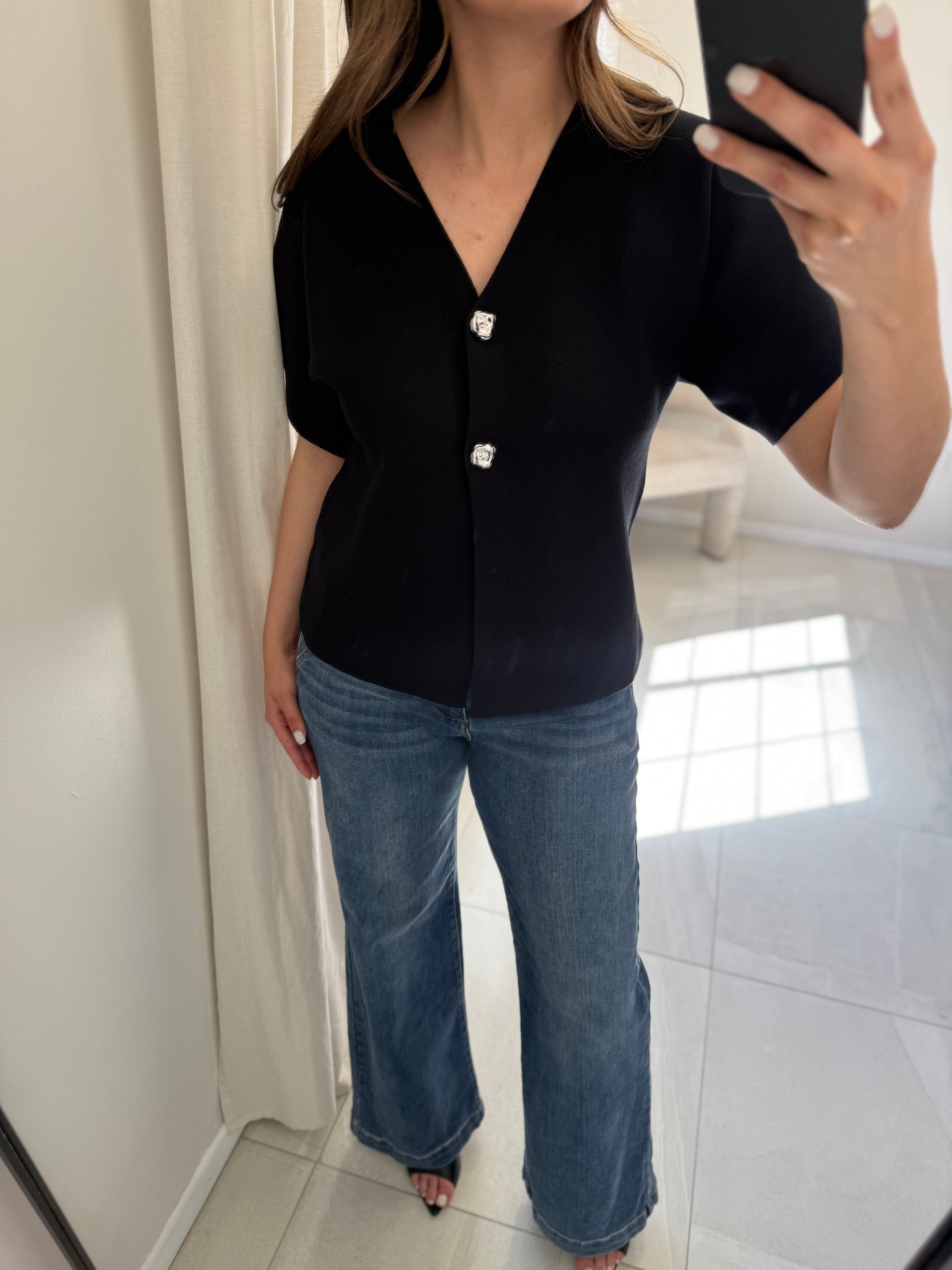 Black Short Sleeve Cardigan