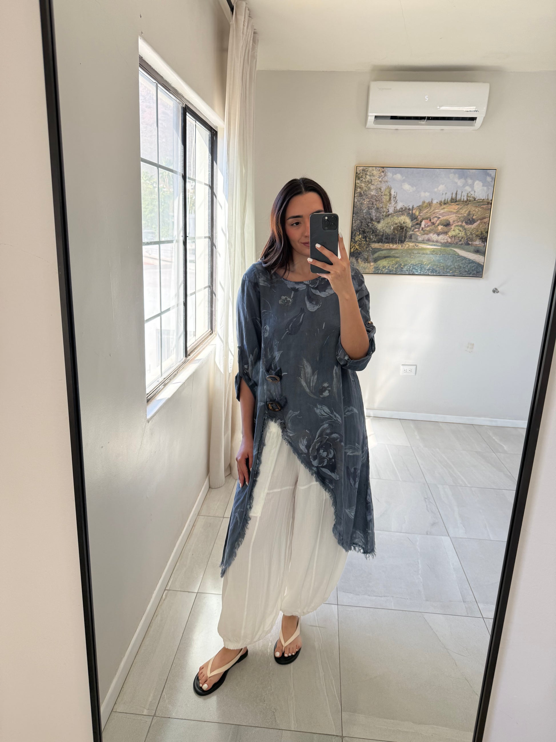Blue Flower Slate Tunic Ring Detail