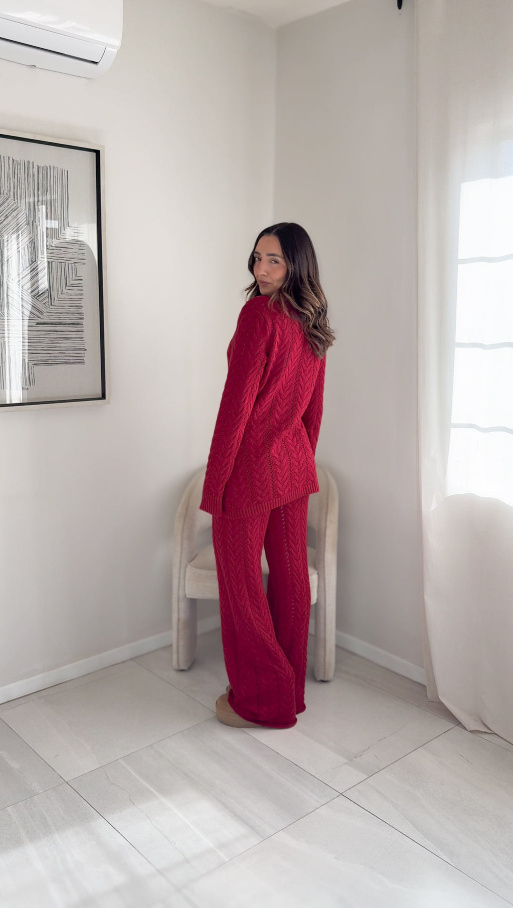 Set Knit Burgundy Cardigan