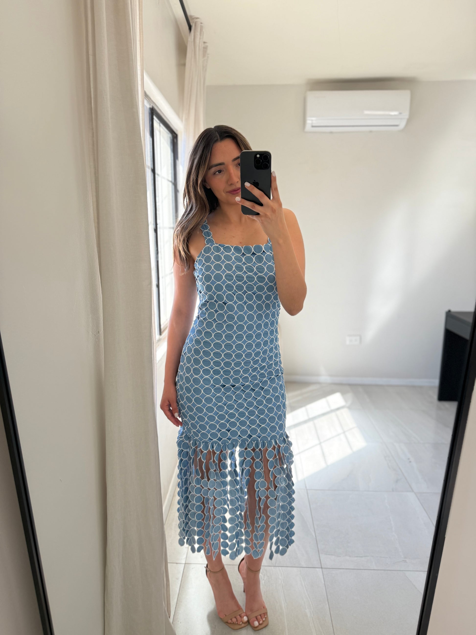Circle Eyelet Midi Dress
