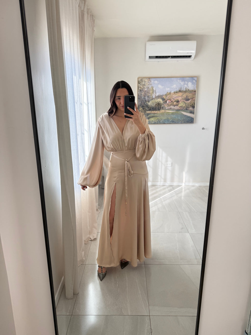 Beige Satin Gown