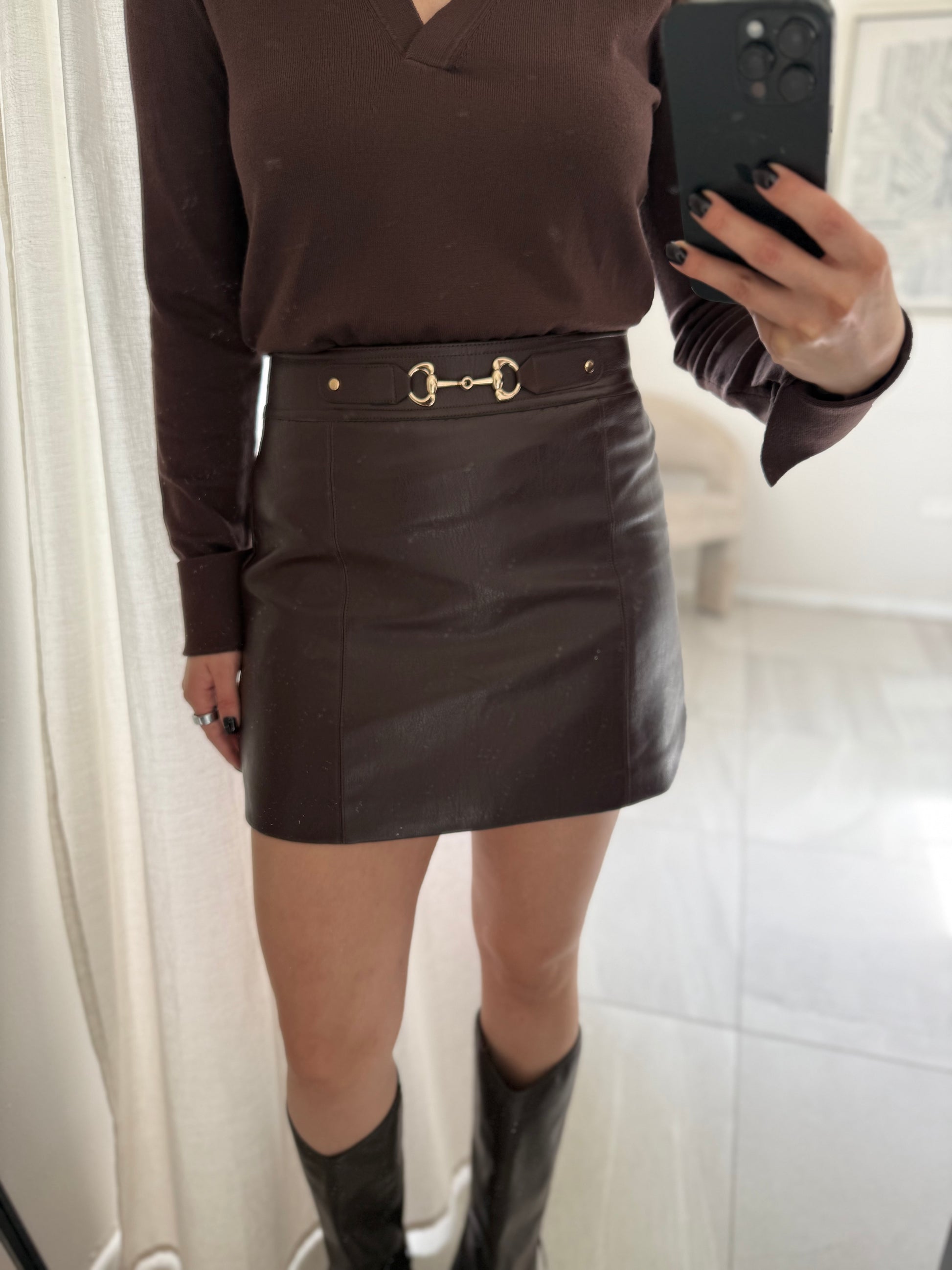 Leather Horse Mini Skirt