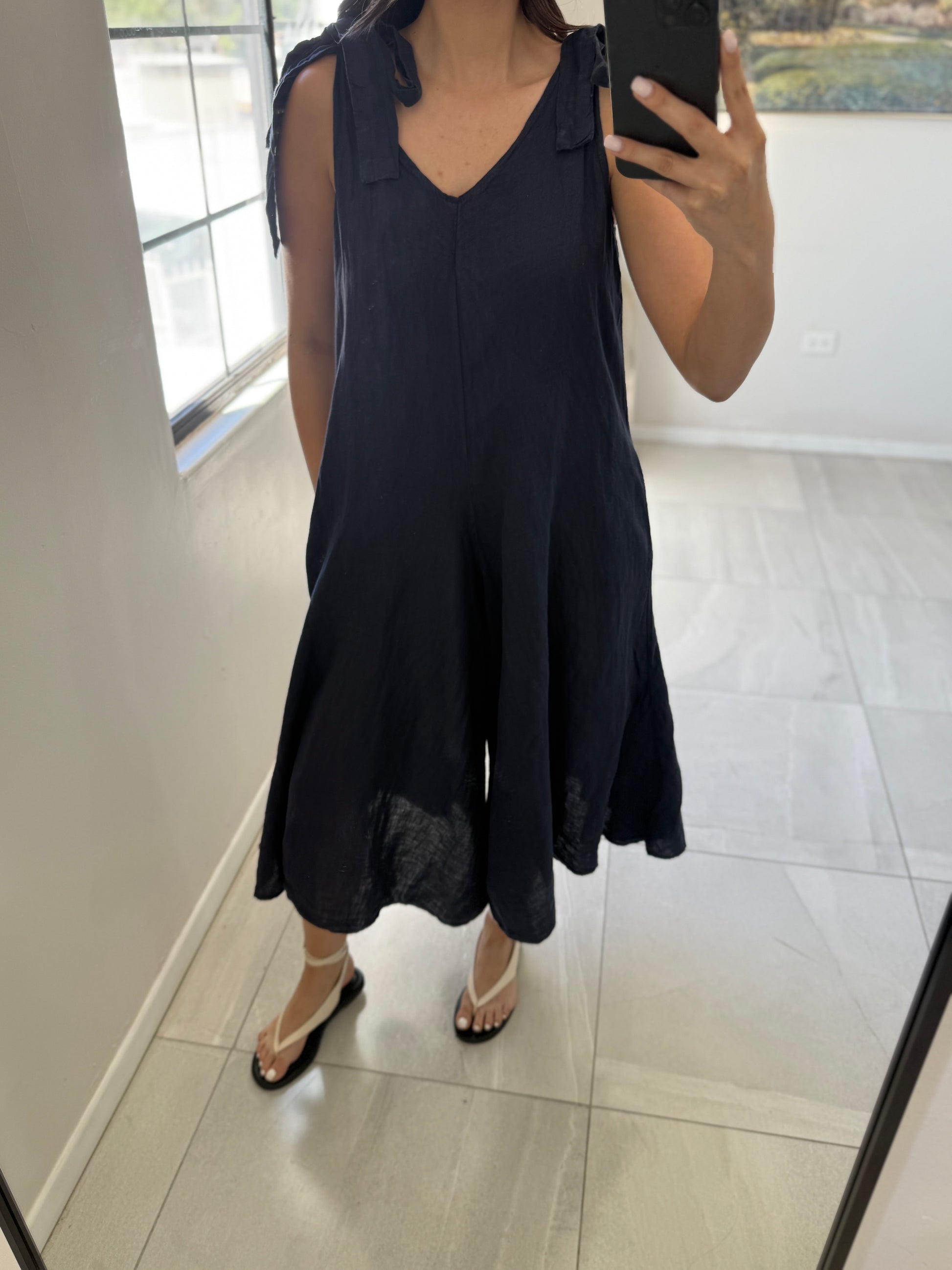 Jumpsuit Italian Linen Navy