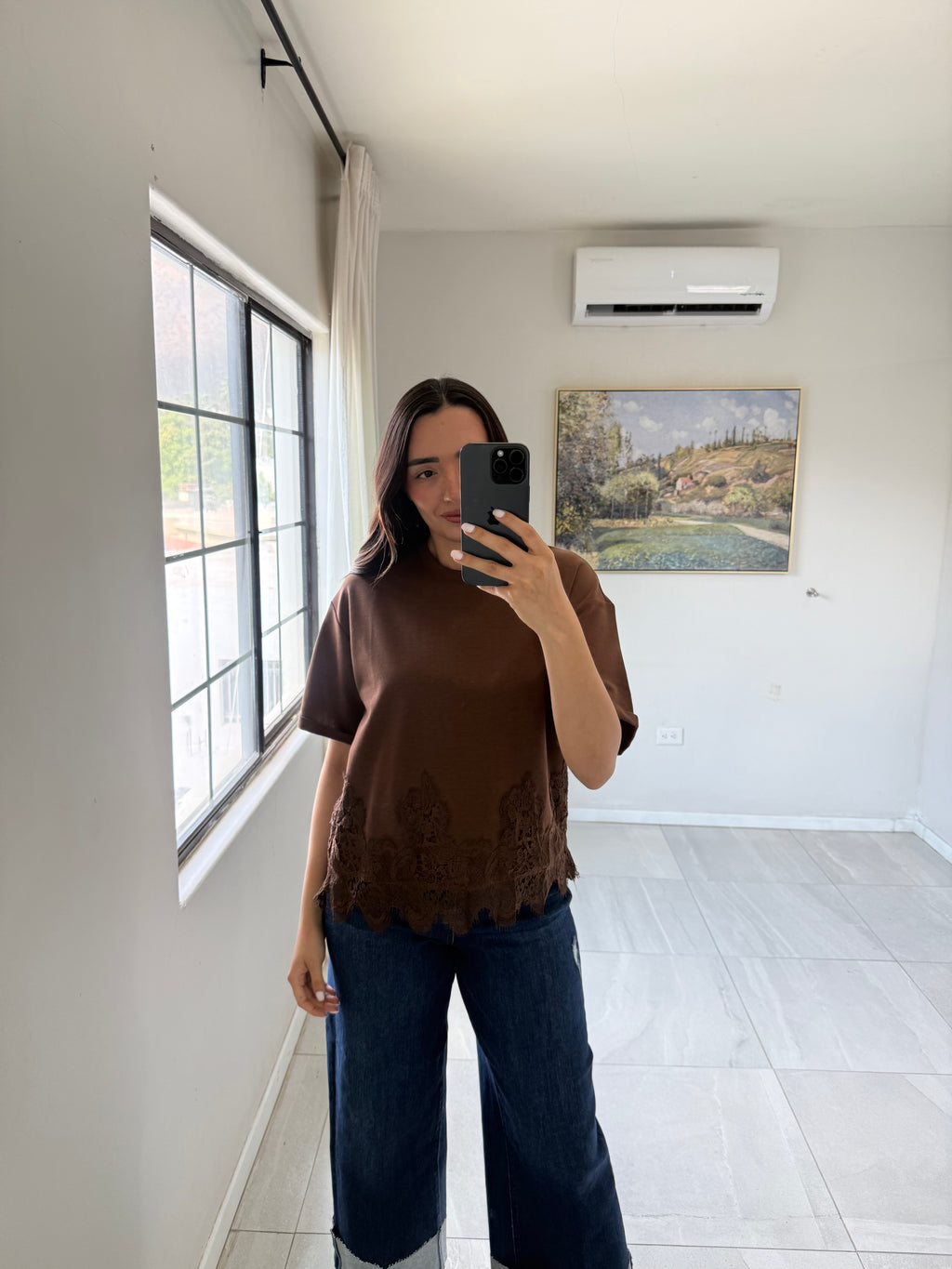 Brown Lace Essential Top