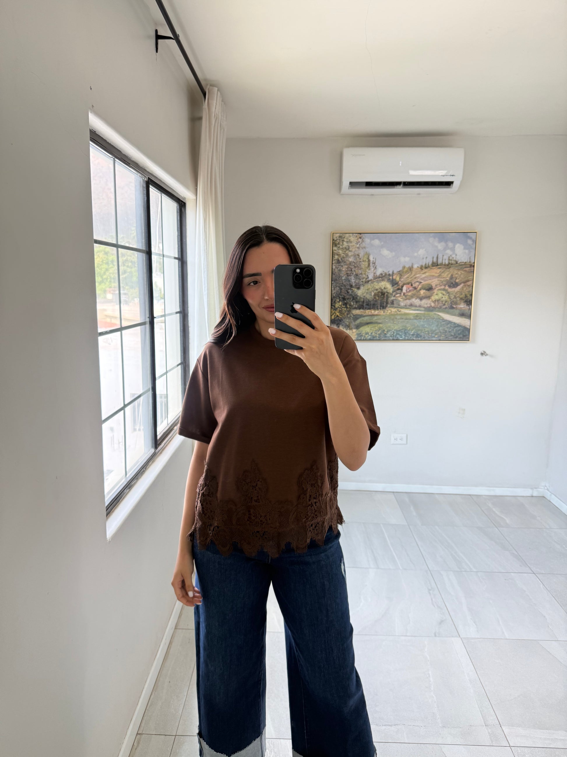 Brown Lace Essential Top