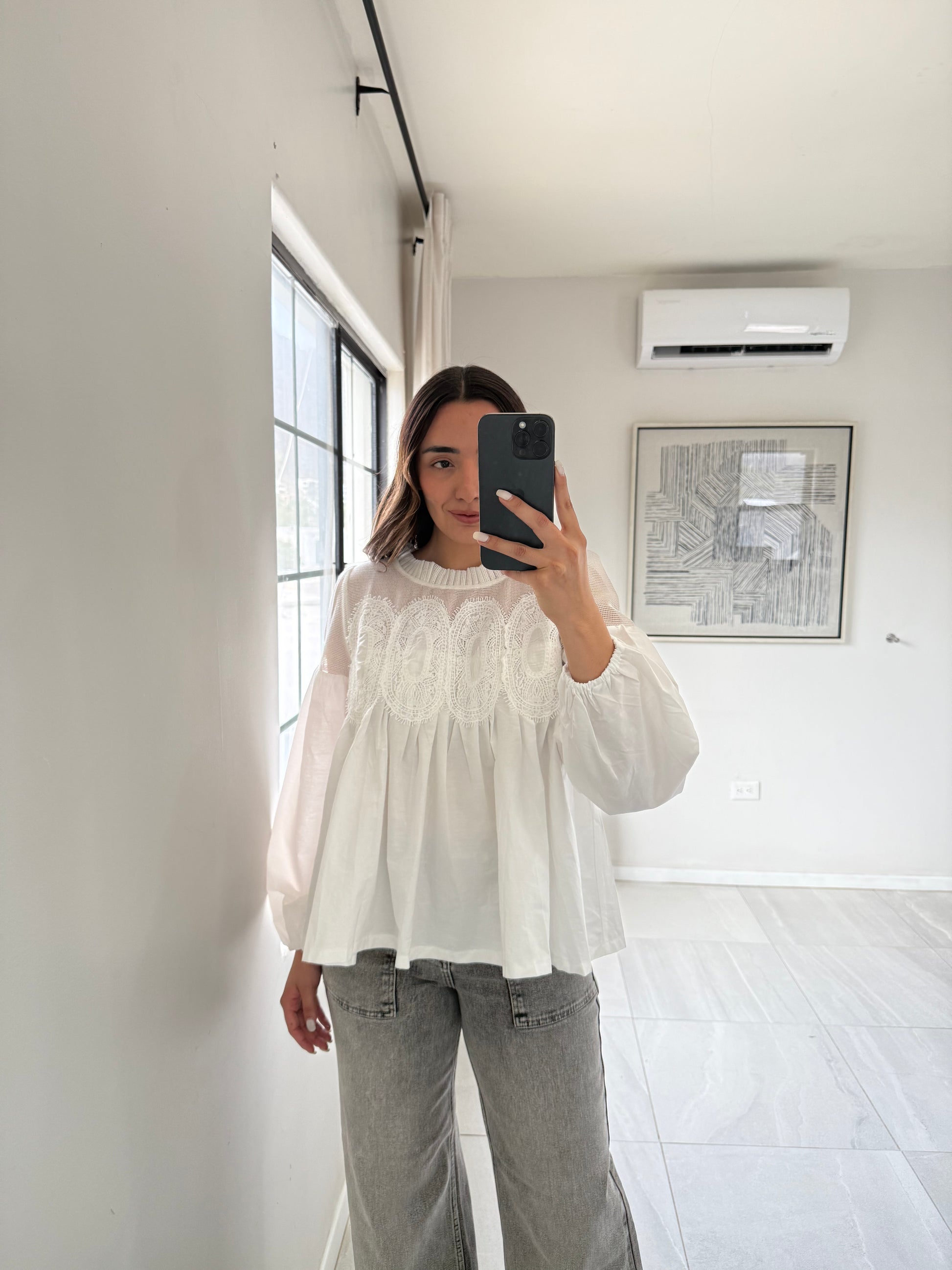 Blusa Encaje Off White