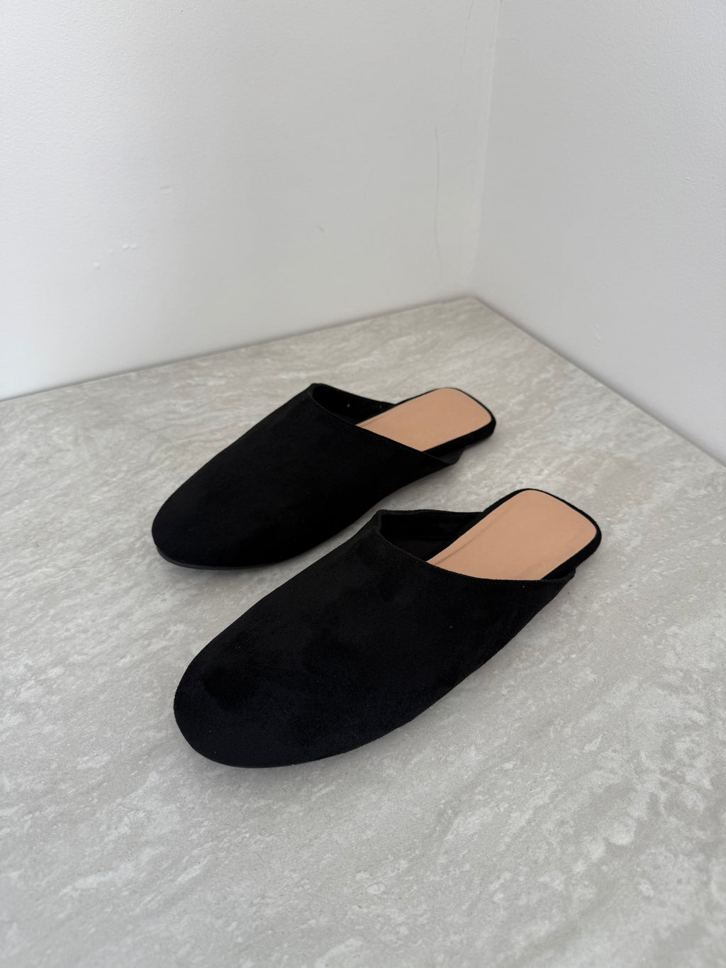 Black Suede Mules