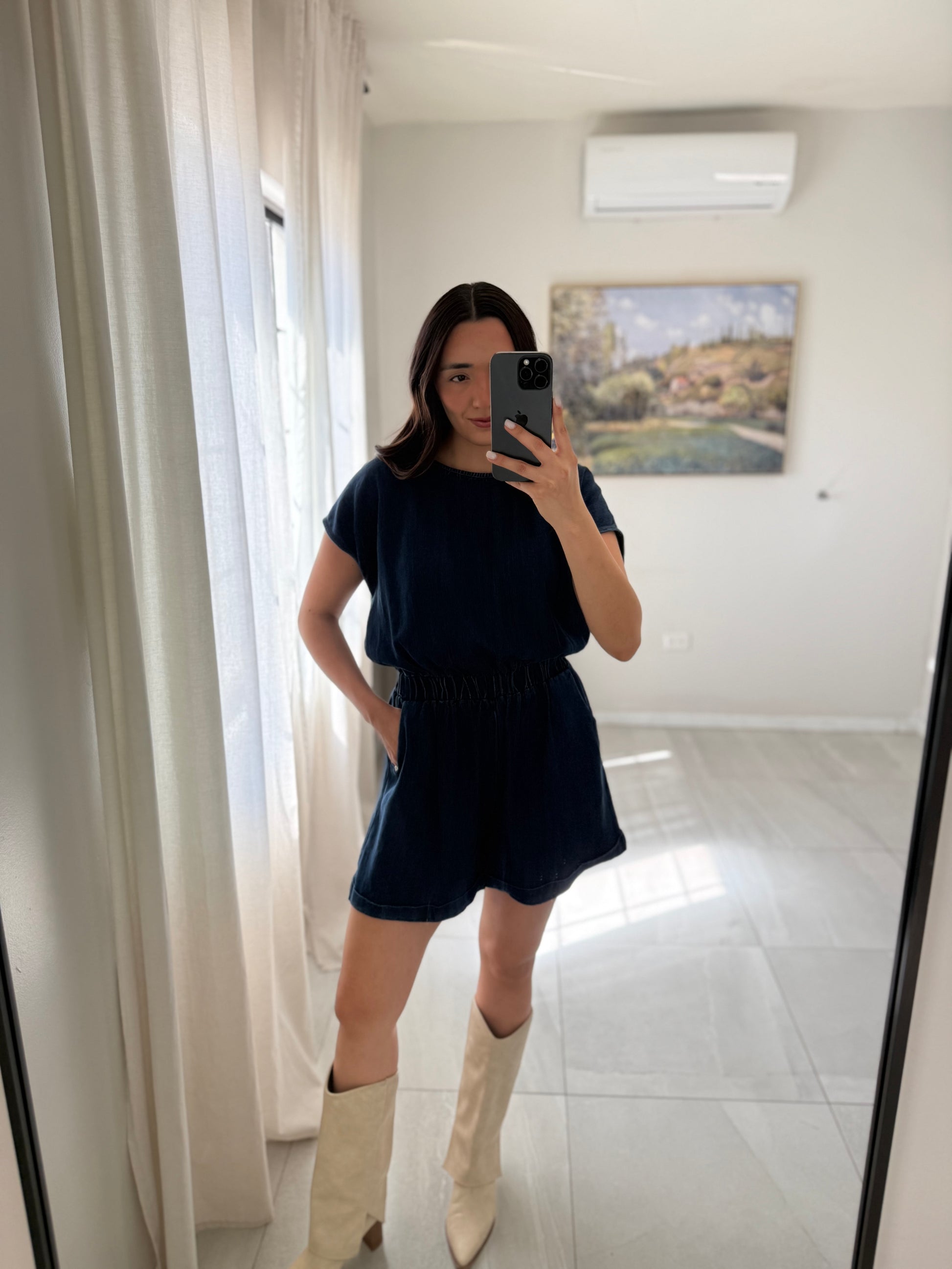 Washed Denim Romper