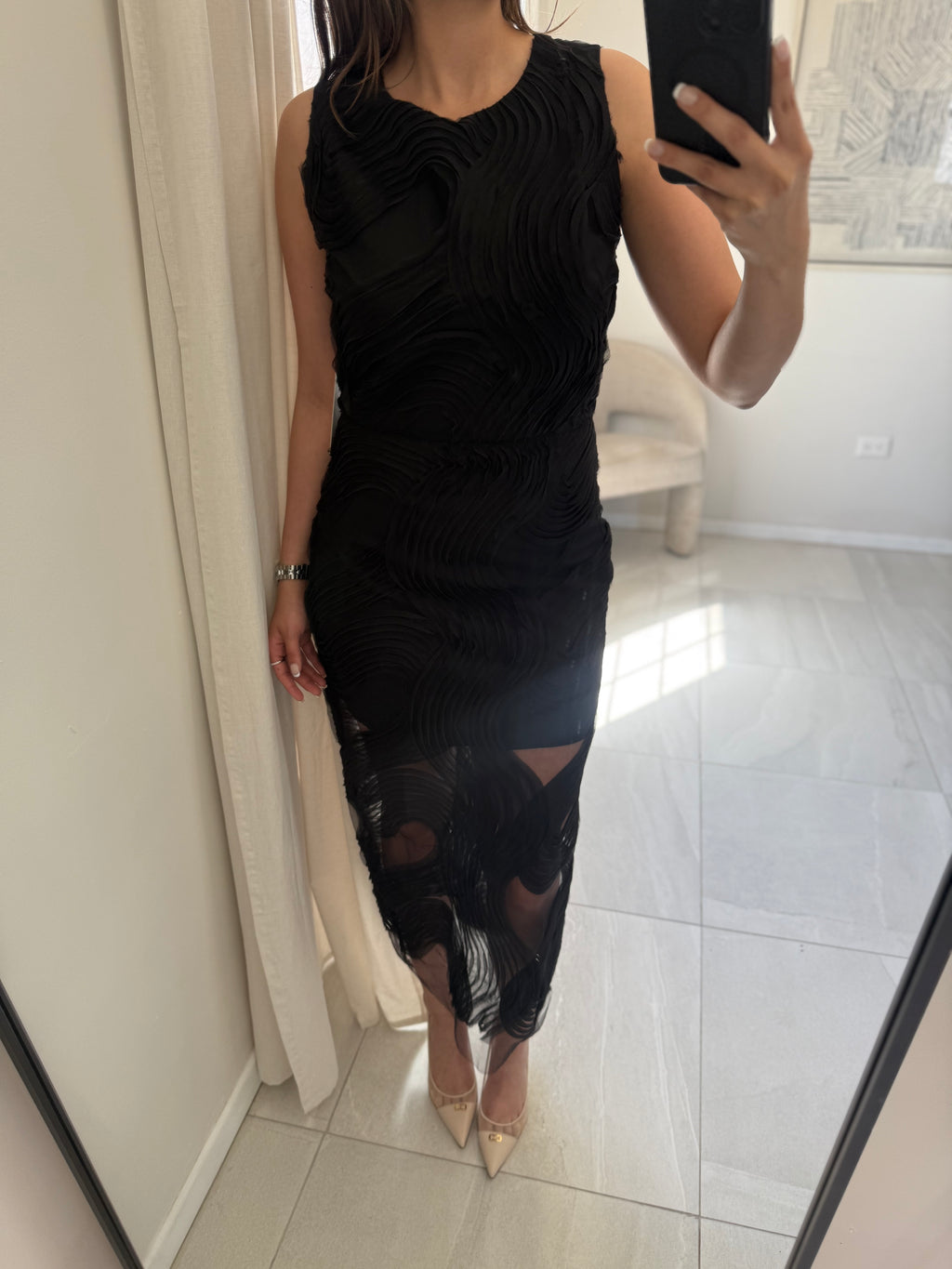 Black Top and Maxi Skirt Wave Set