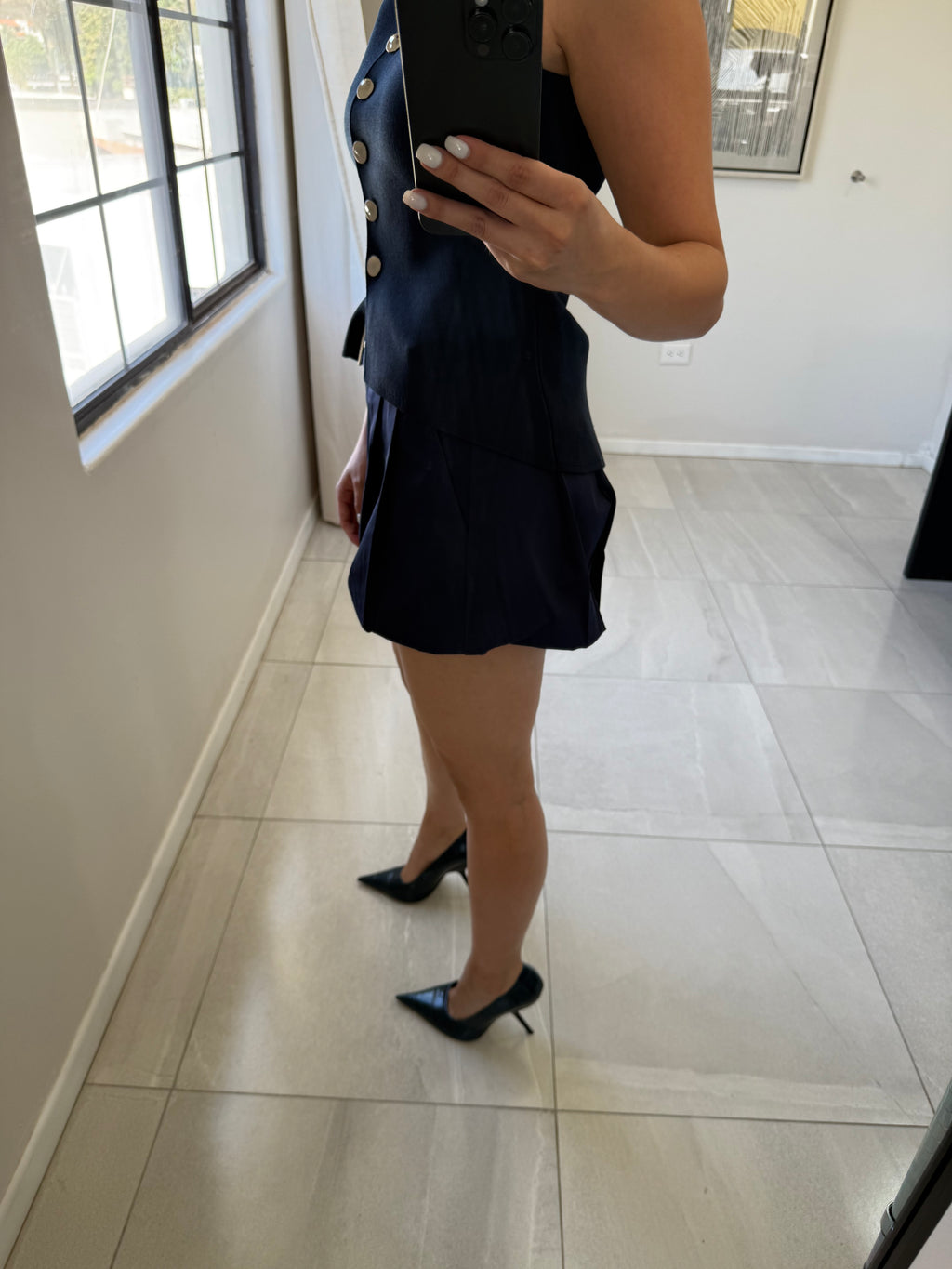 Navy Woven Ballon Shorts