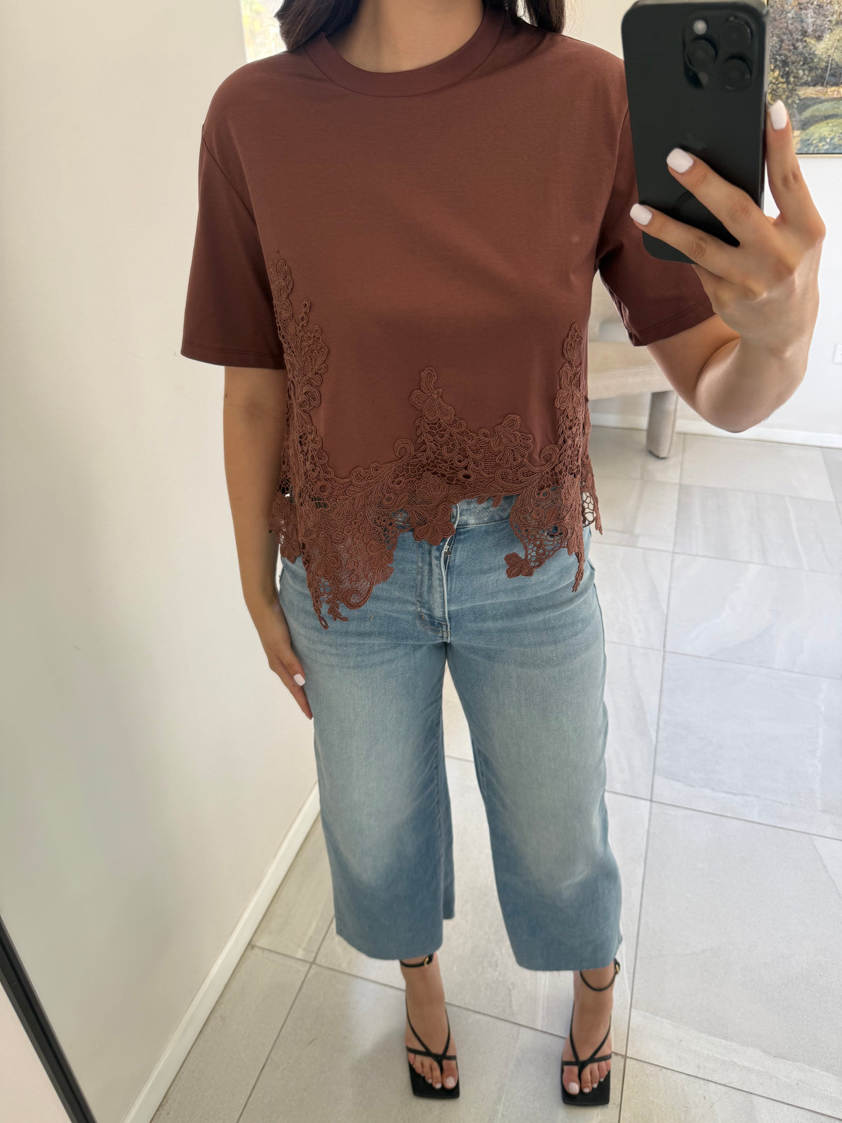 Mocha Hem Lace Top