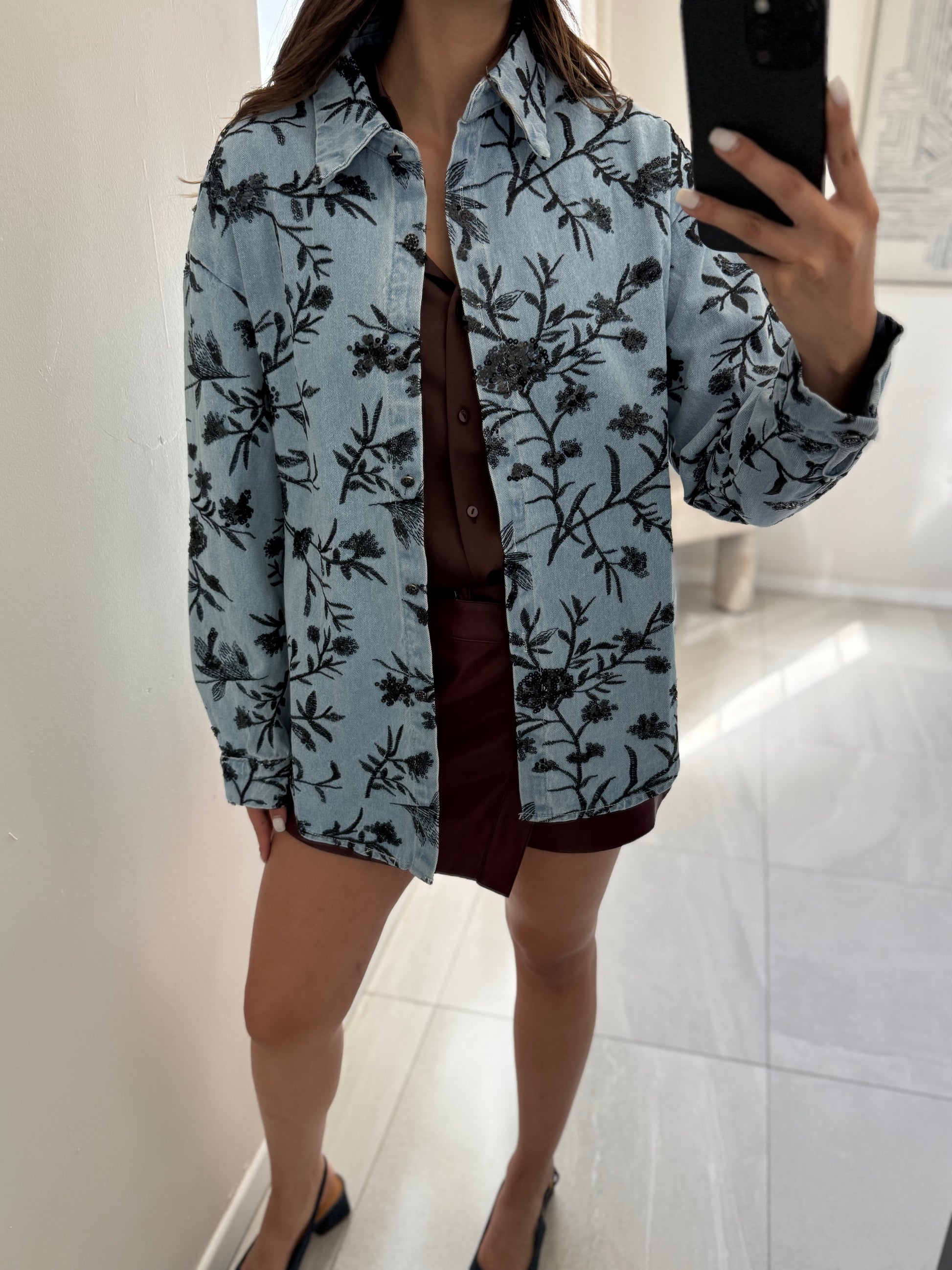 Sequin Detail Denim Jacket