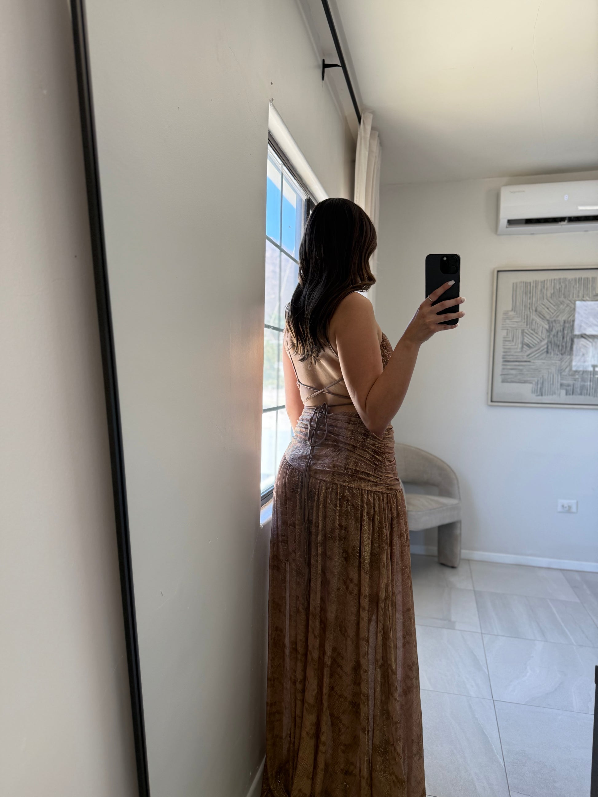 Mocha Multi Shimmer Maxi Dress