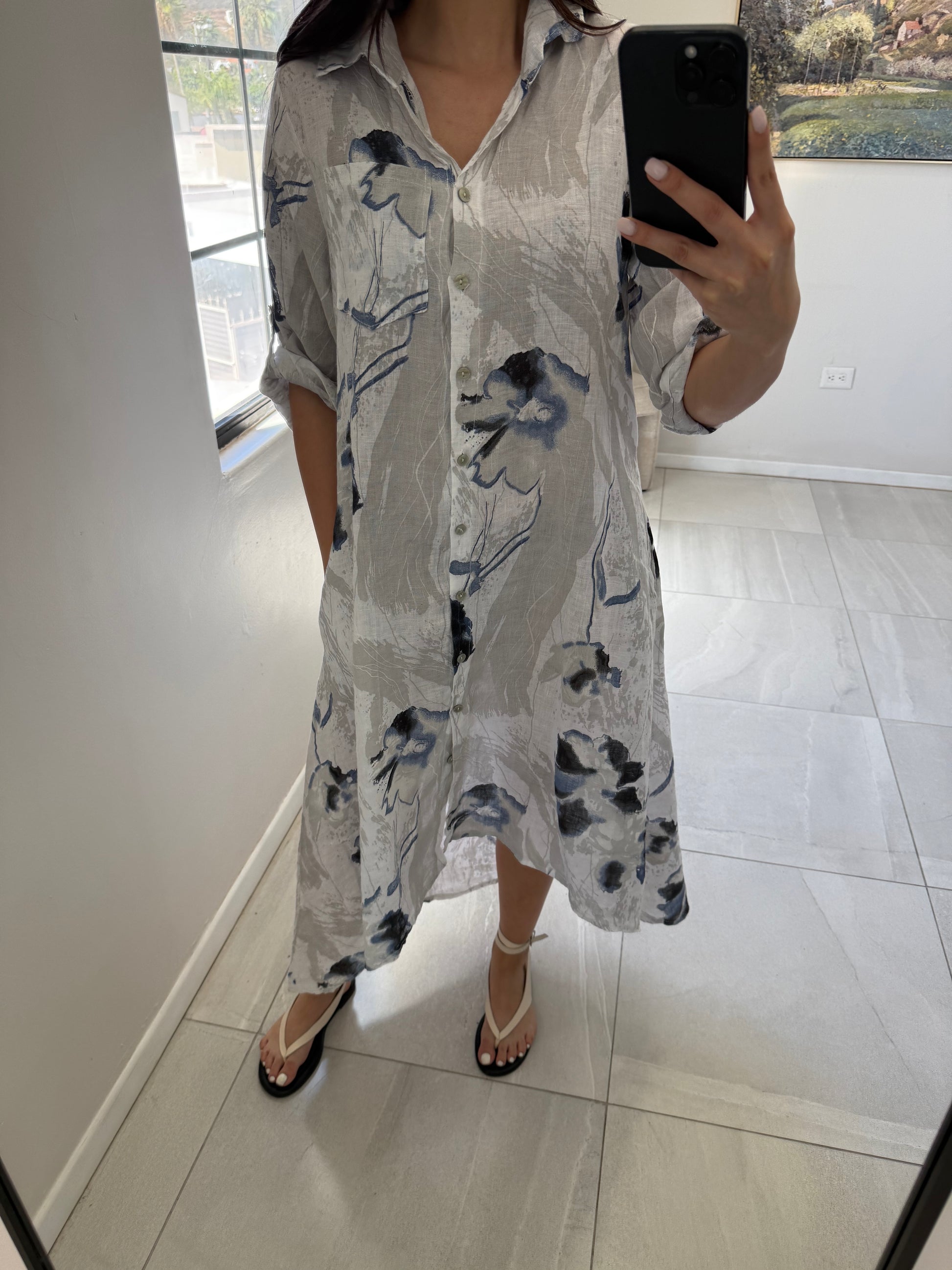 Linen Watercolor Floral Print
