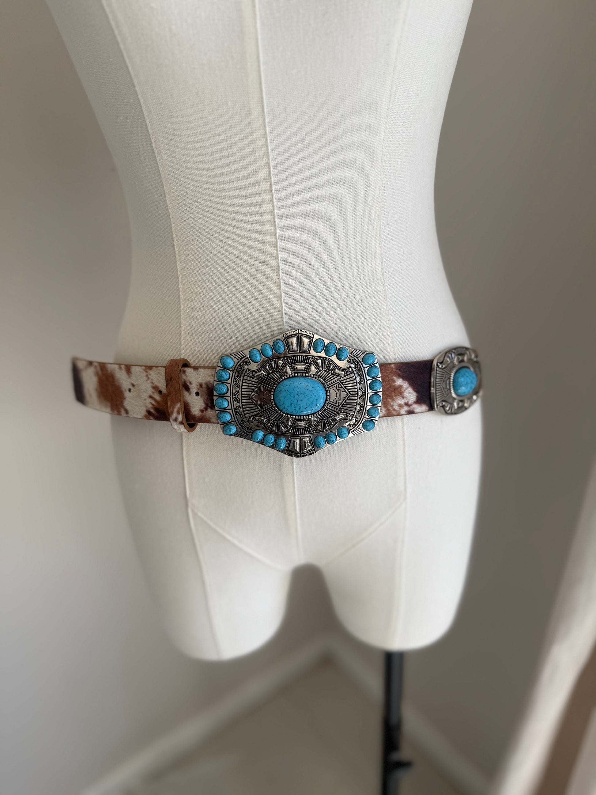 Turquoise Brown Print Belt