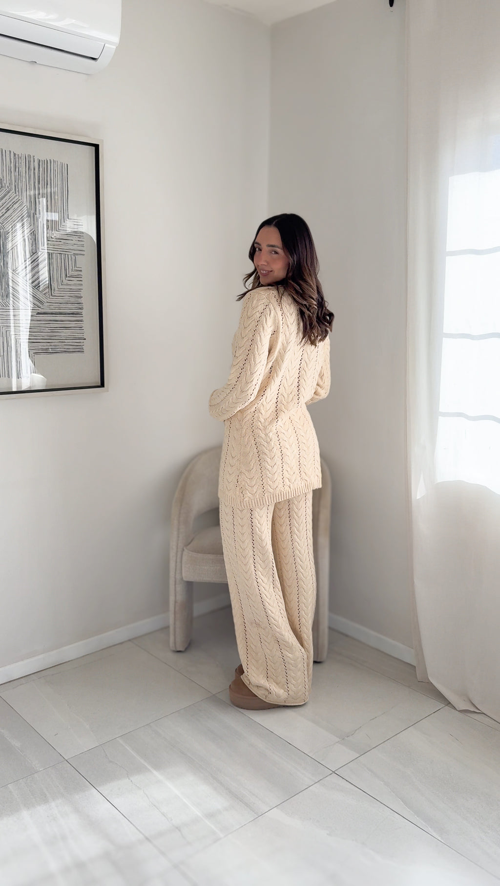 Set Knit Natural Cardigan