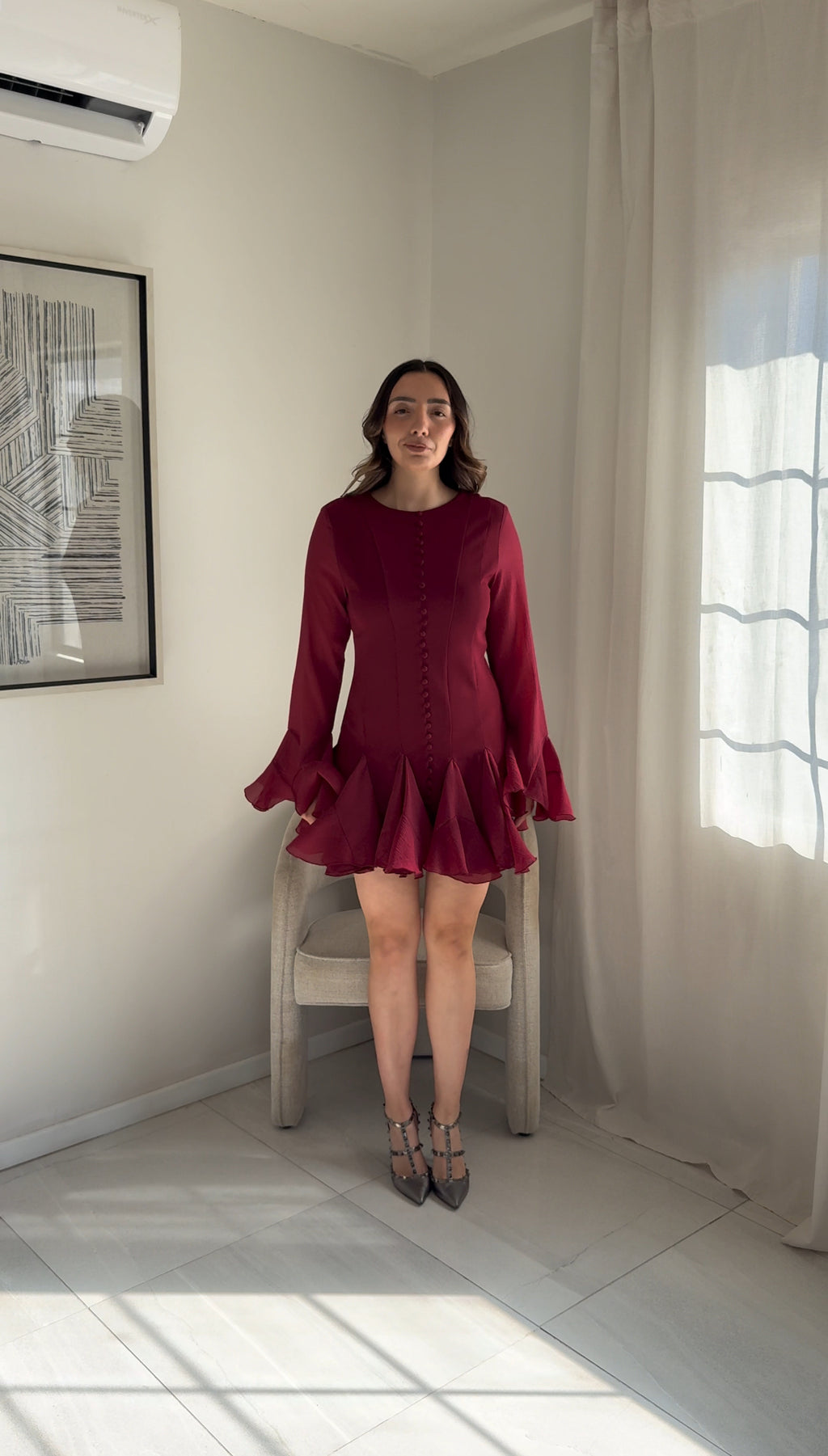 Biking Red Ruffle Dress