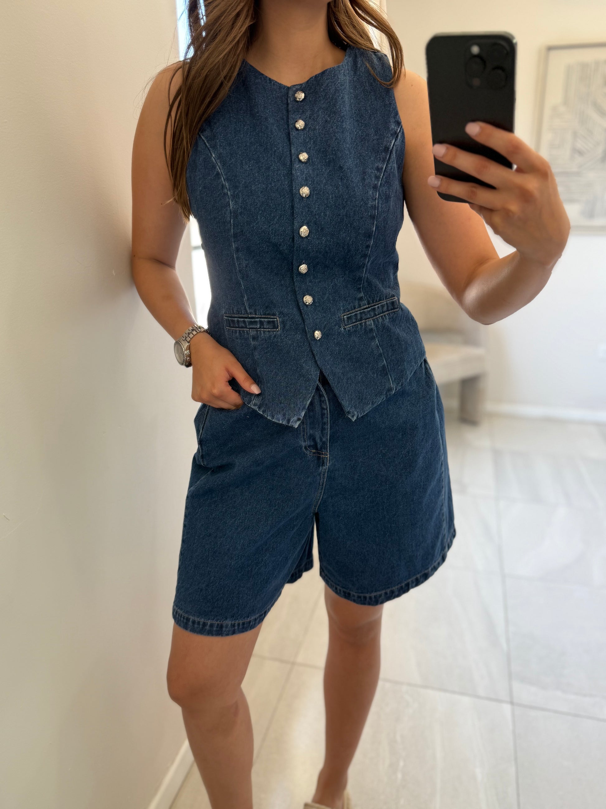 Washed Denim Bermudas