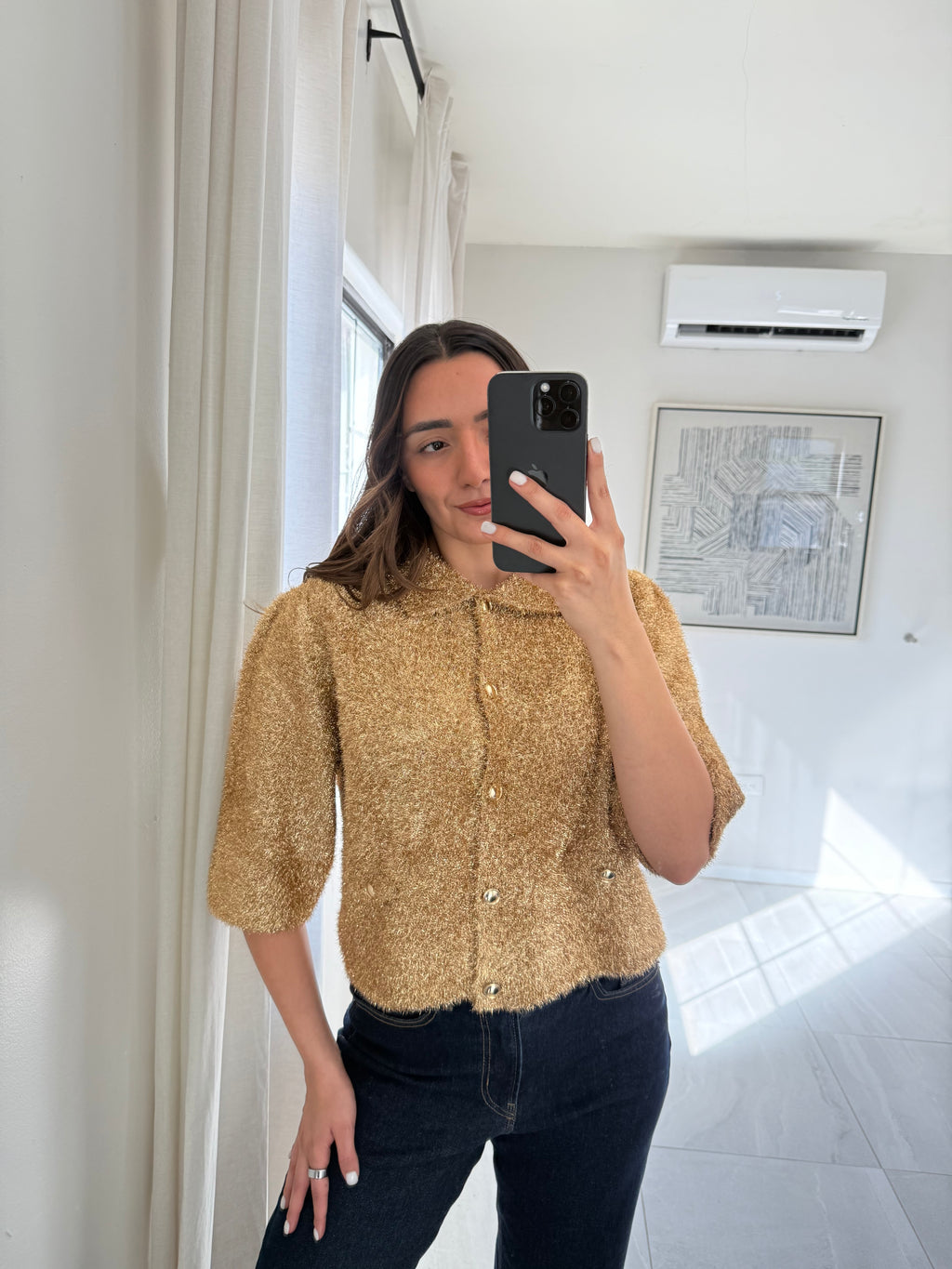 Cardigan Camisero Oro