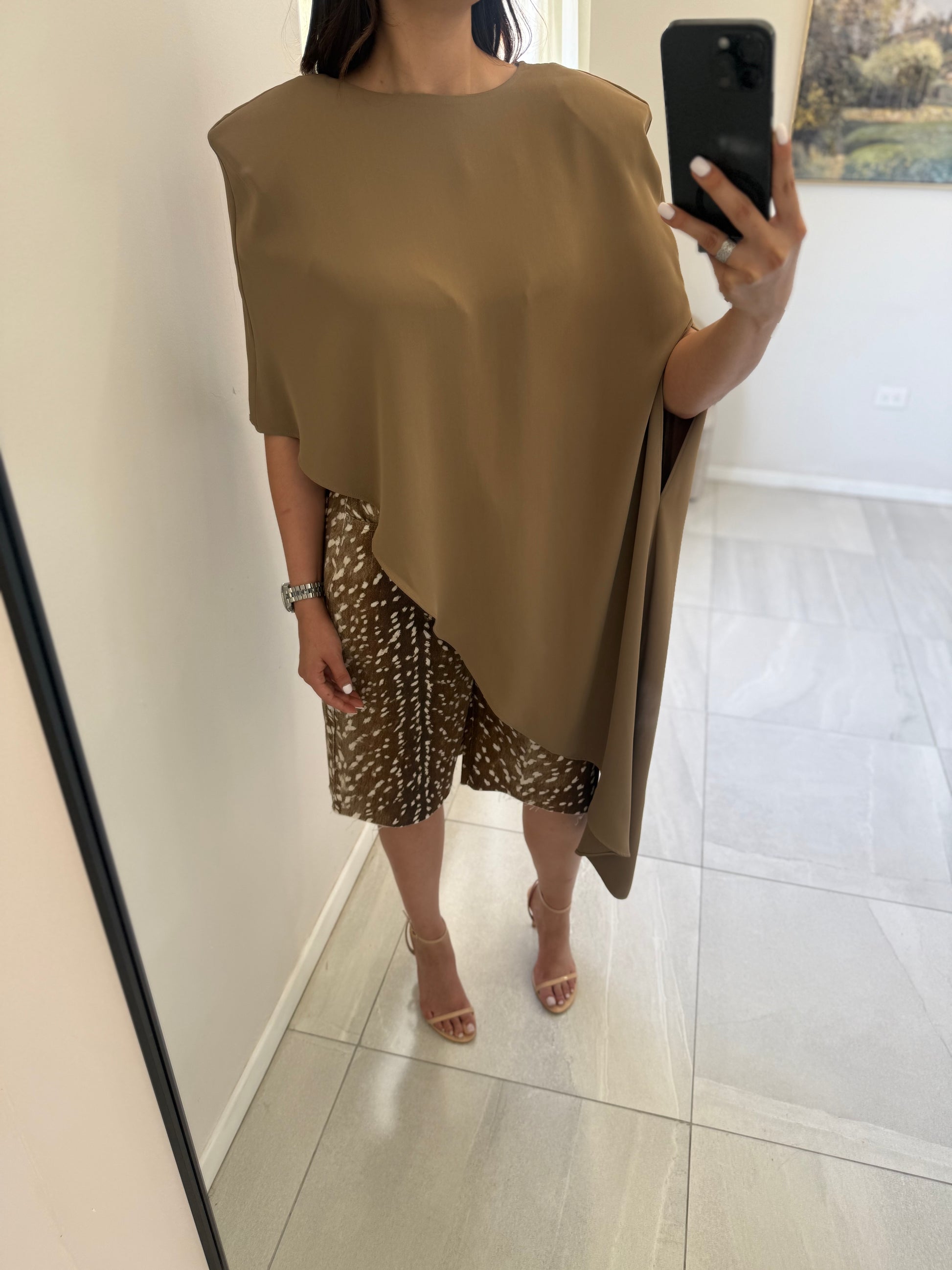 Brown Asymetrical Top